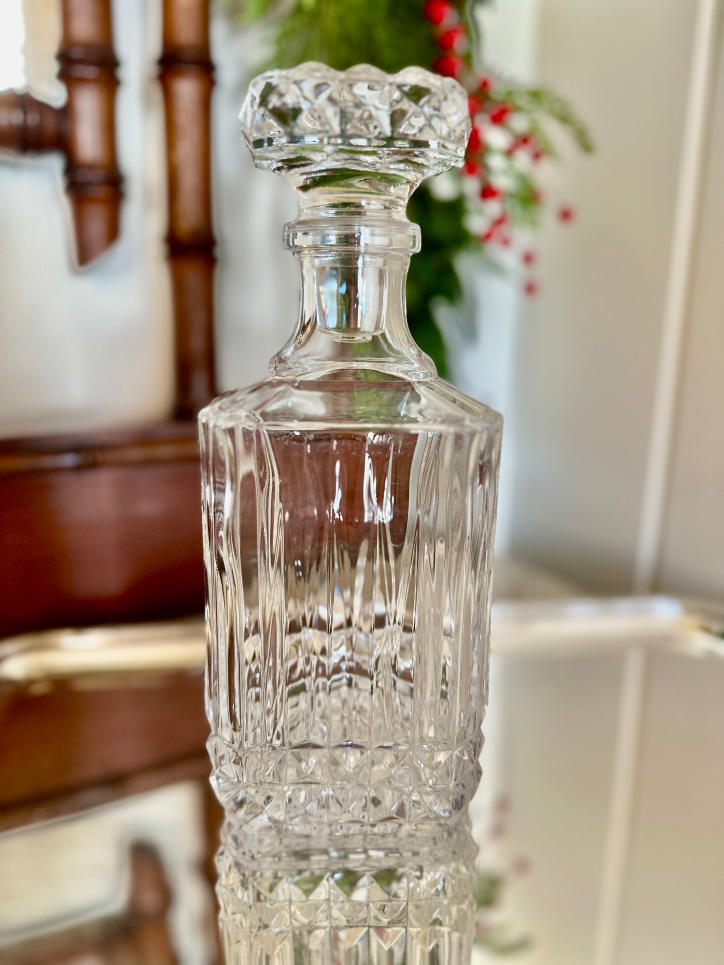 Crystal Decanter with ‘Bourbon’ Tag