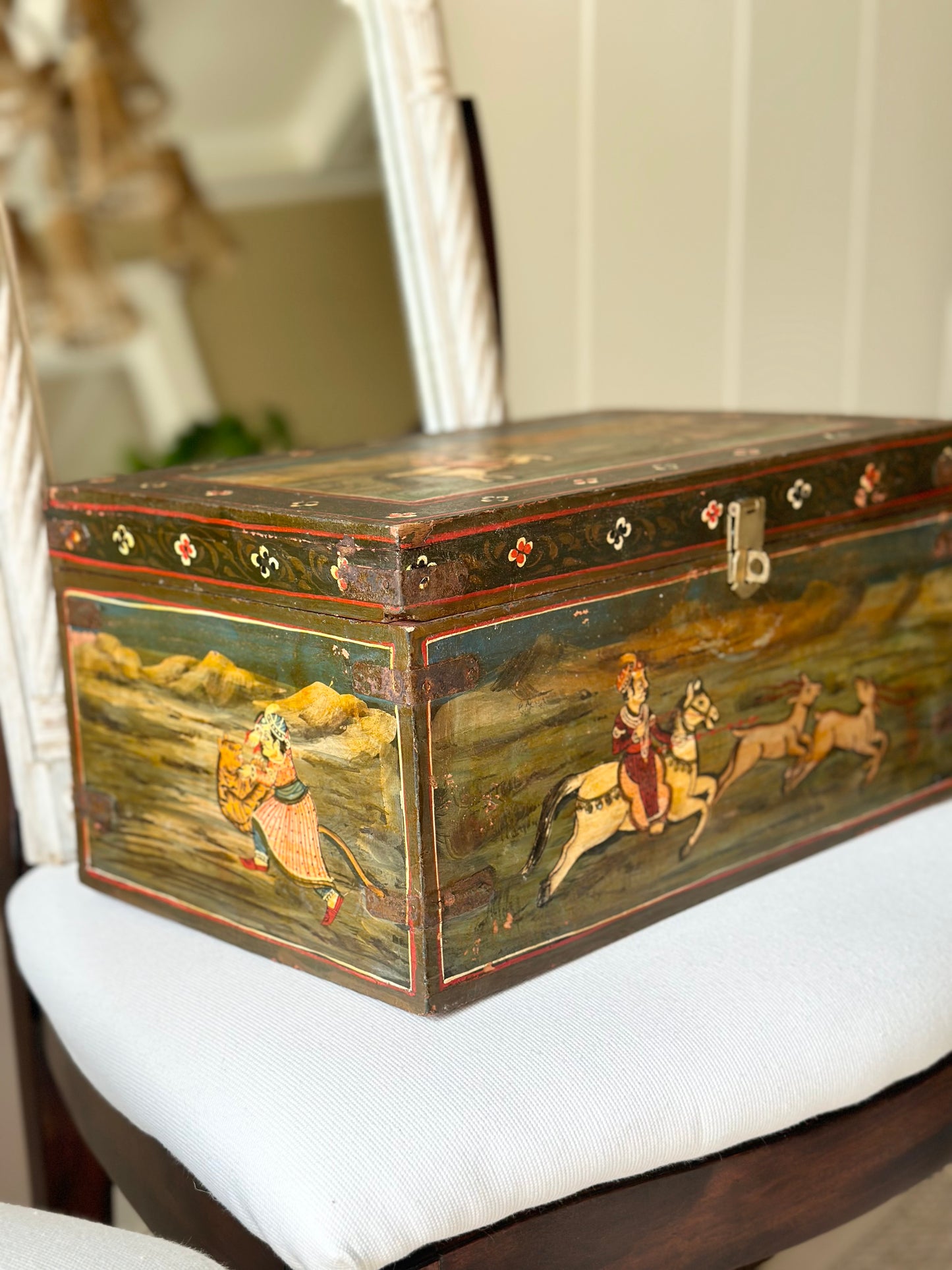 Mughal Style Hunting Scenes Painted Box