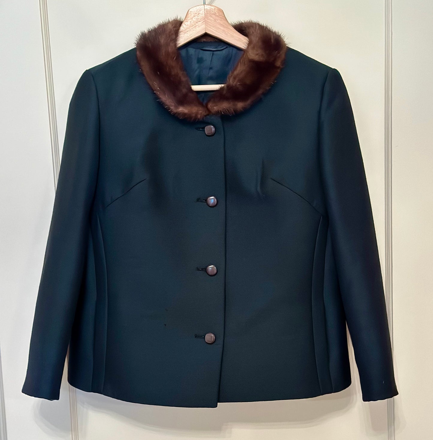 Vintage Deep Emerald Jacket with Fur Collar