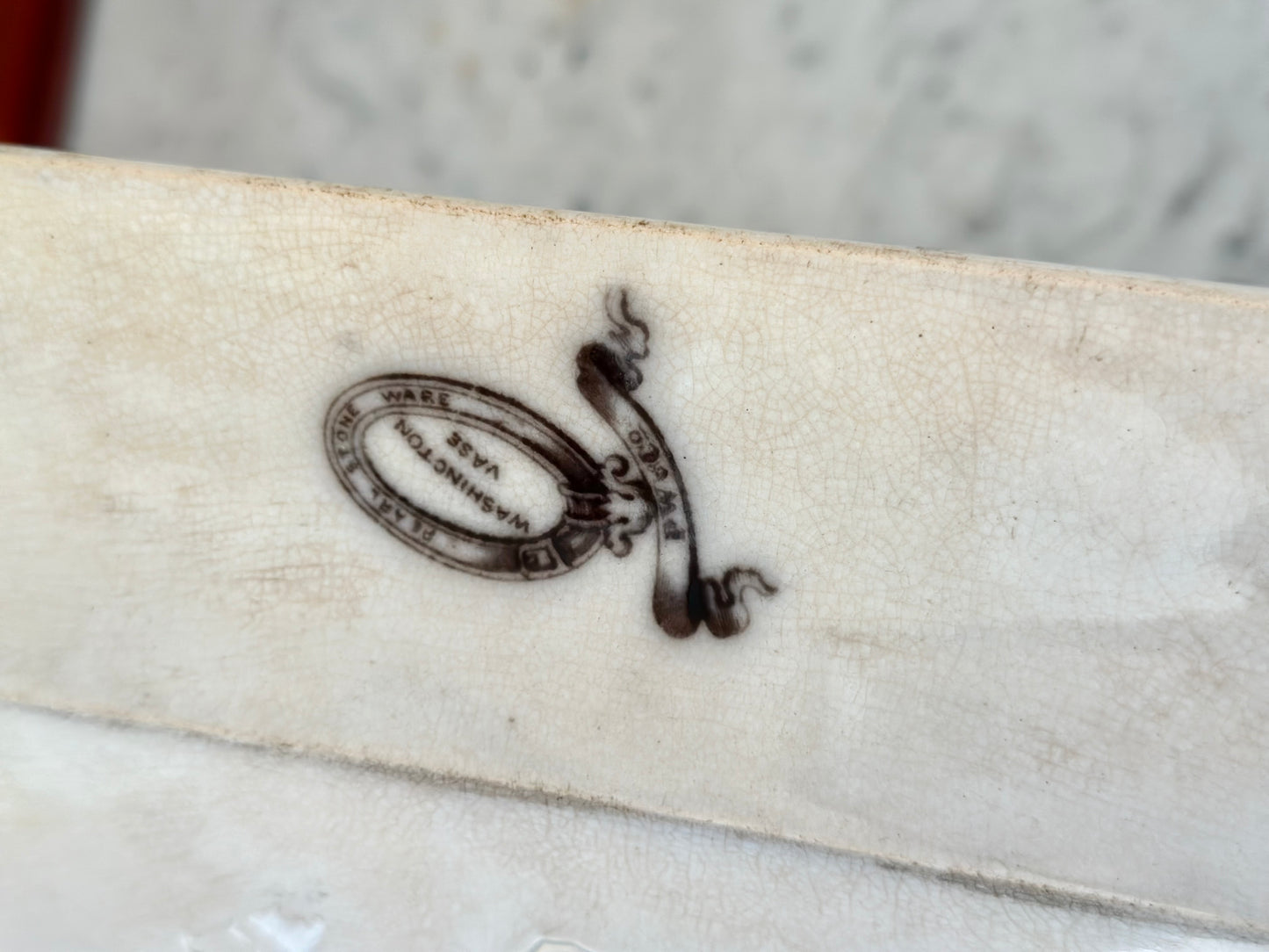 Antique P.W. & Co. Washington Vase Pearl Stoneware Platter