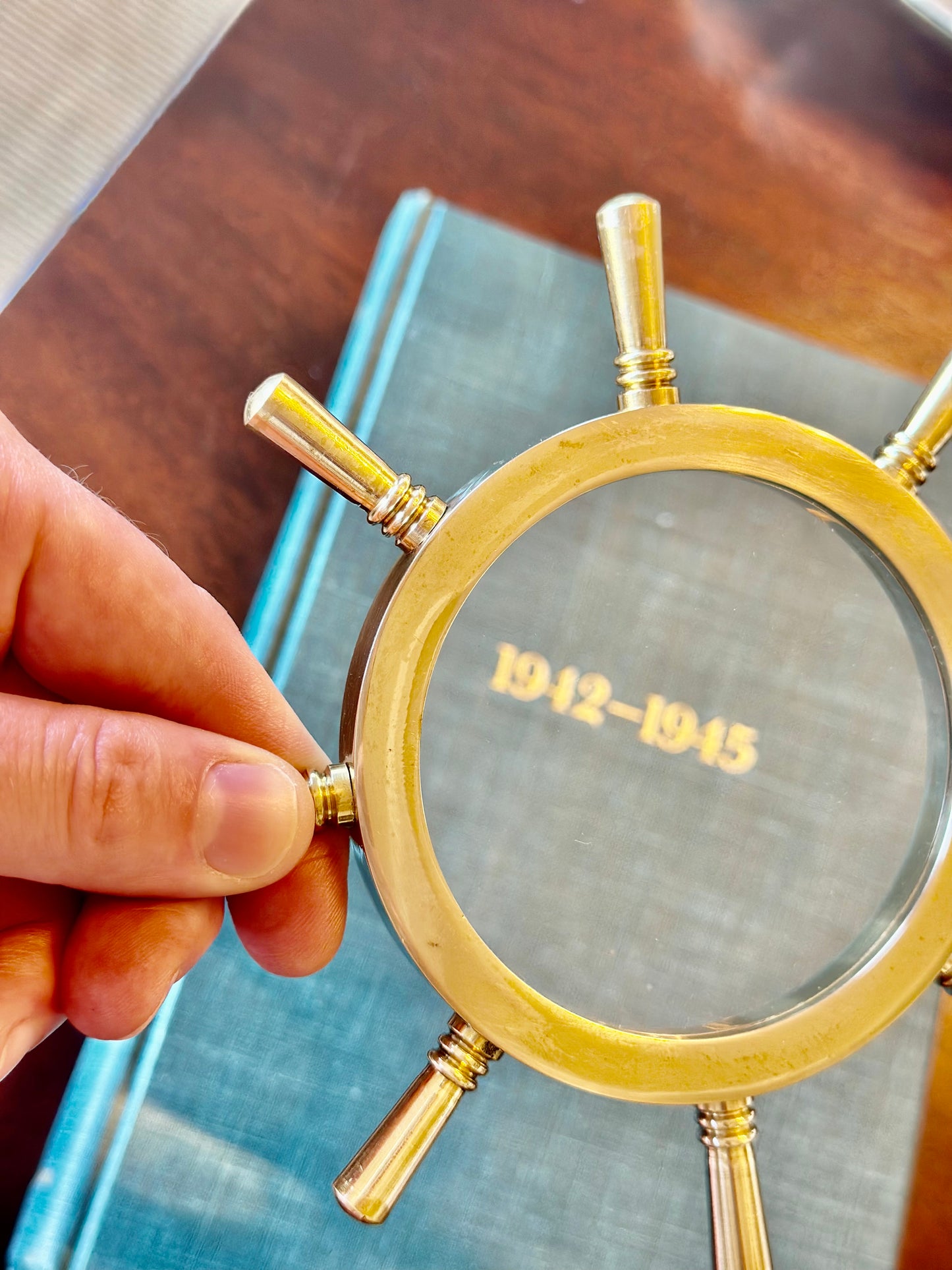 Vintage Brass Ship’s Wheel Magnifying Glass