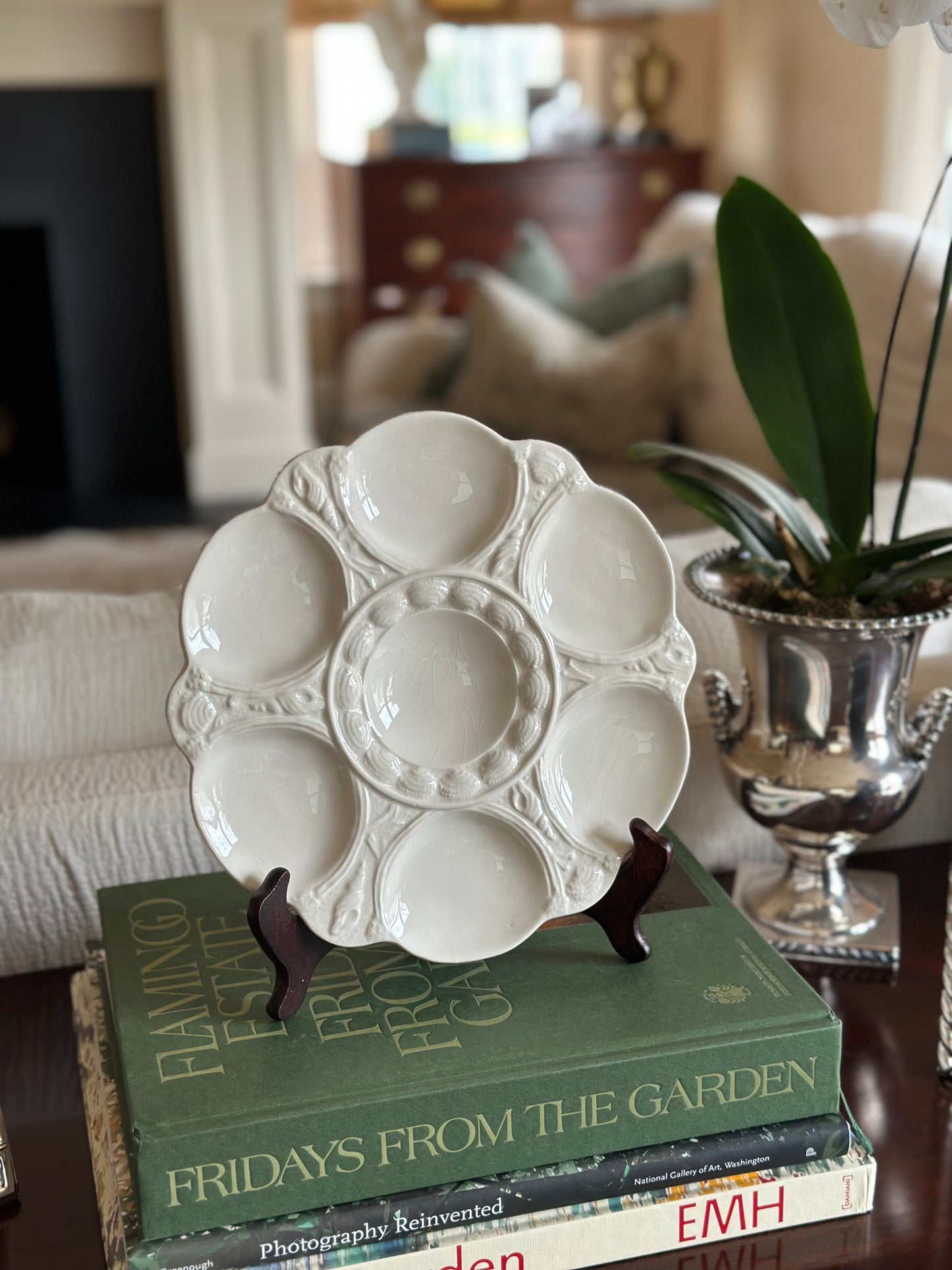 Antique English Ironstone Oyster Plate