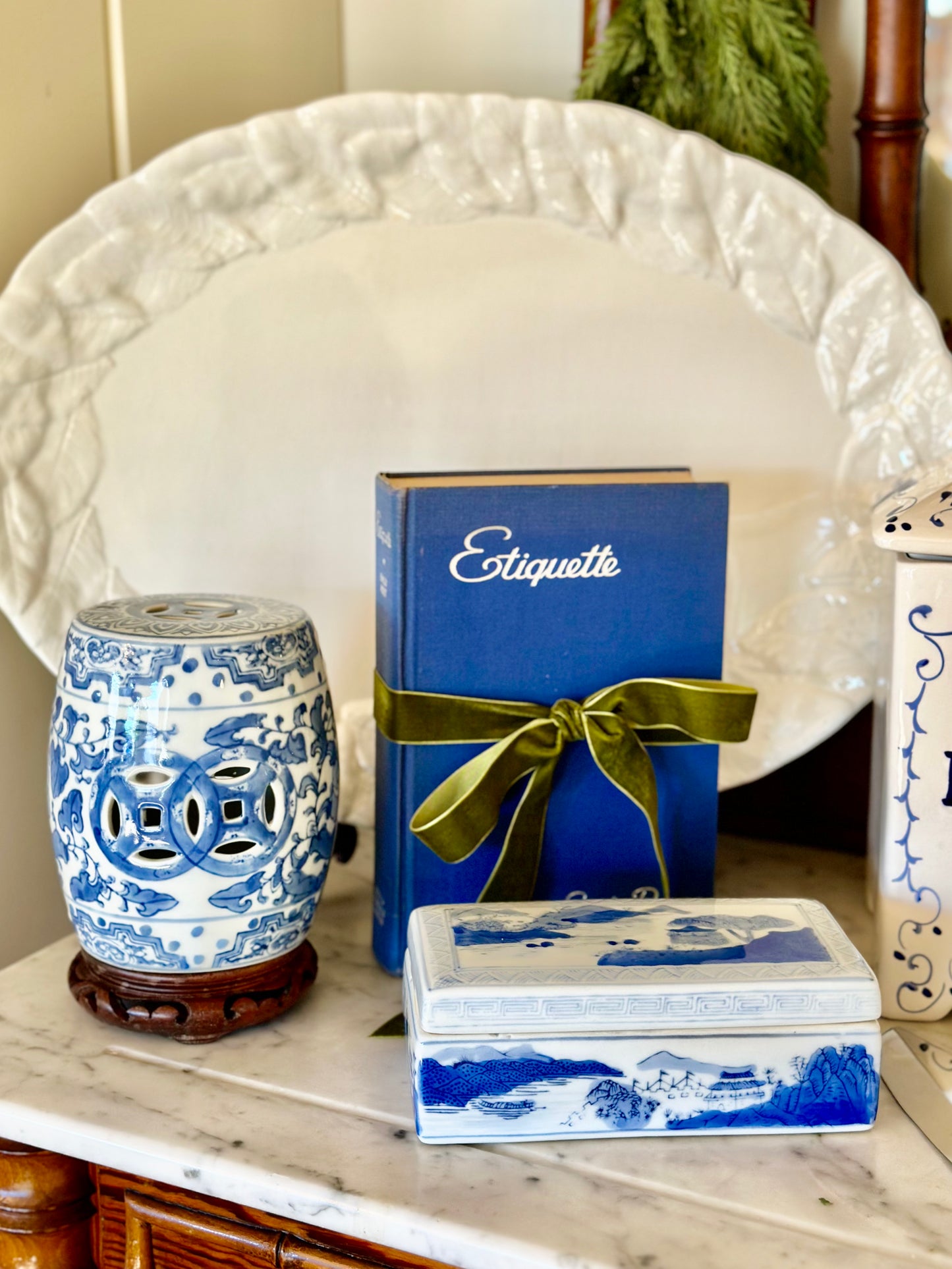 Blue and White Chinoiserie Porcelain Box