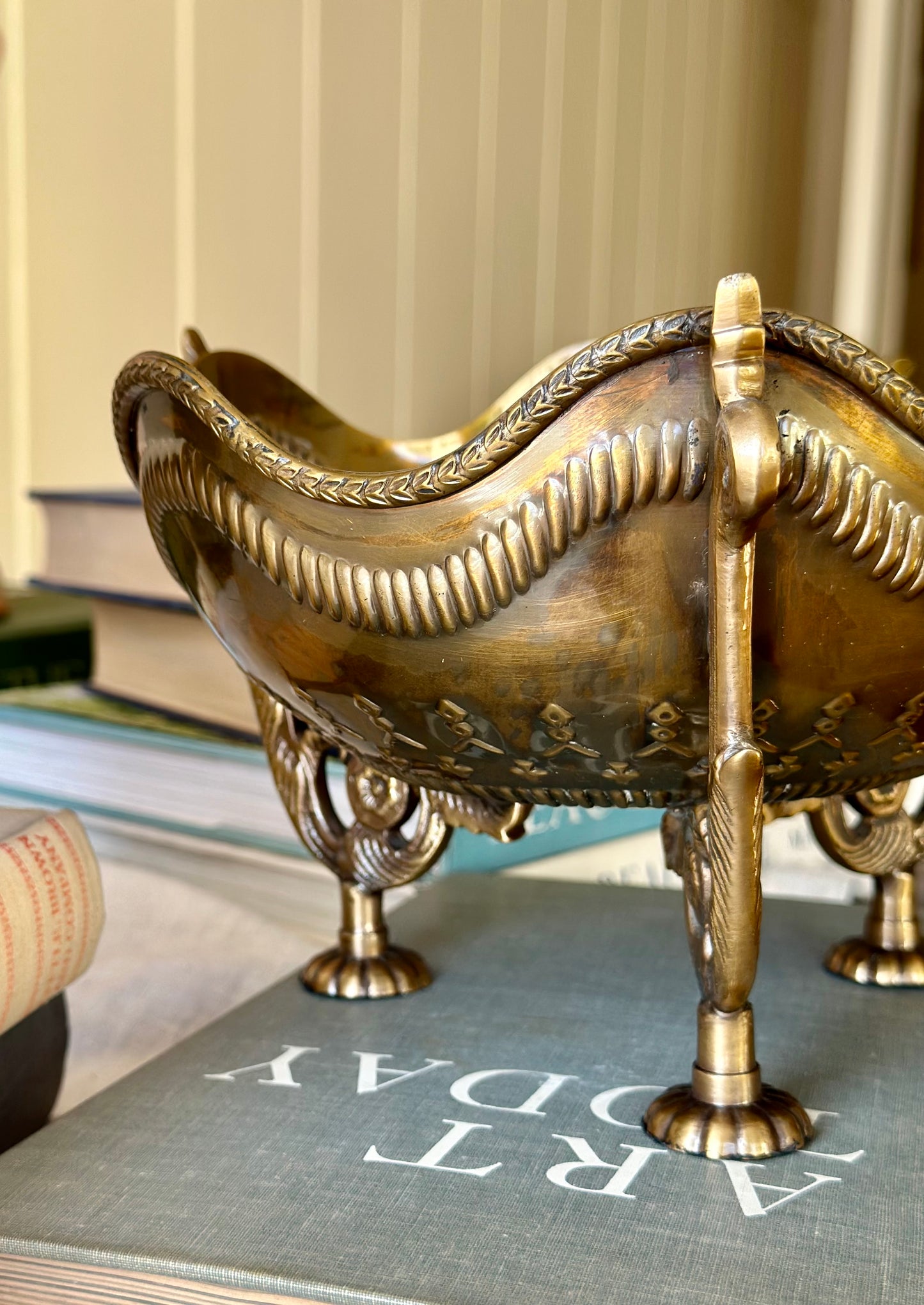 Scalloped Brass Footed Bowl
