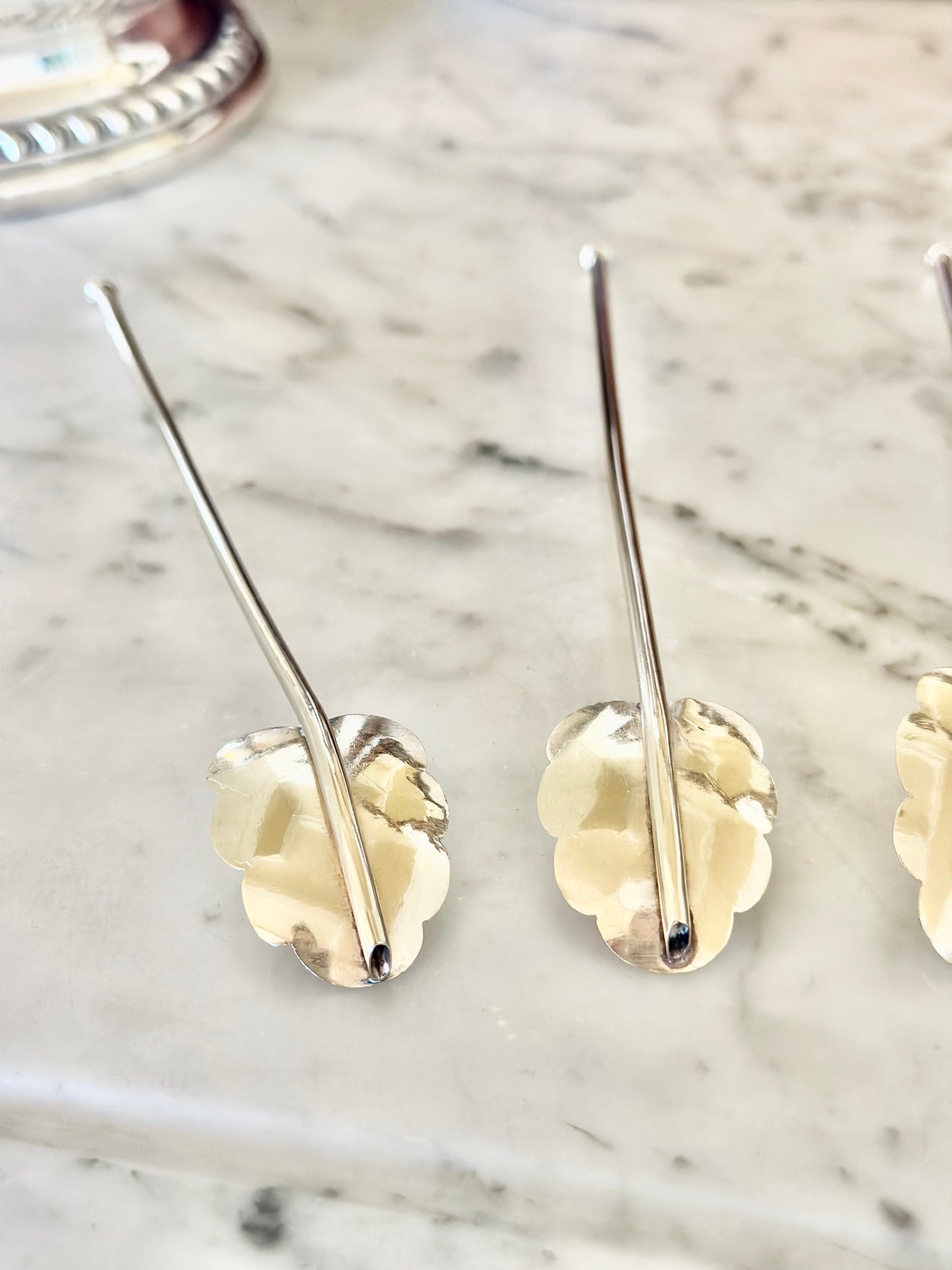 Sterling Silver Leaf Cocktail Stirrers (Set of 4)