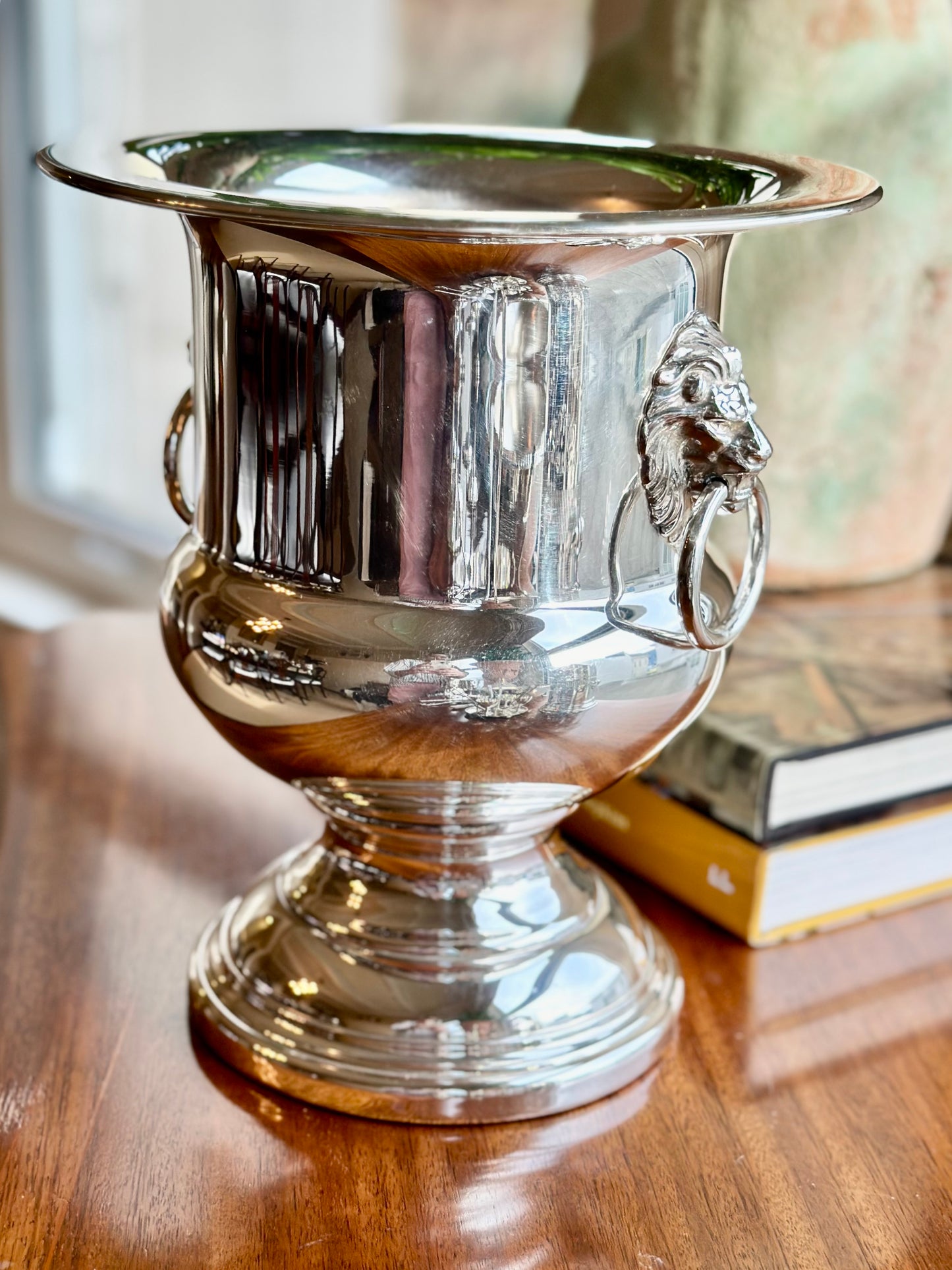 Trophy Style Champagne Bucket with Lion Heads