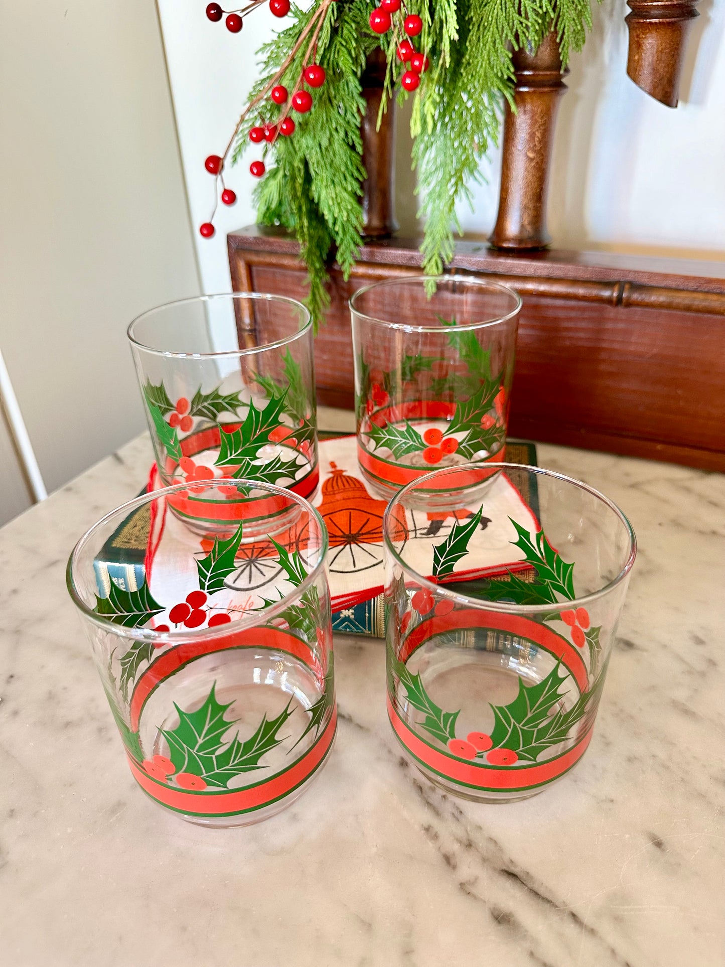 Libbey Holly & Berries Highball Glasses (Set of 6)