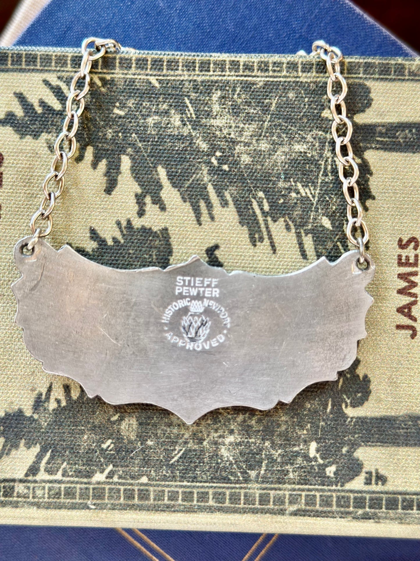 Vintage Pewter Vodka Decanter Tag