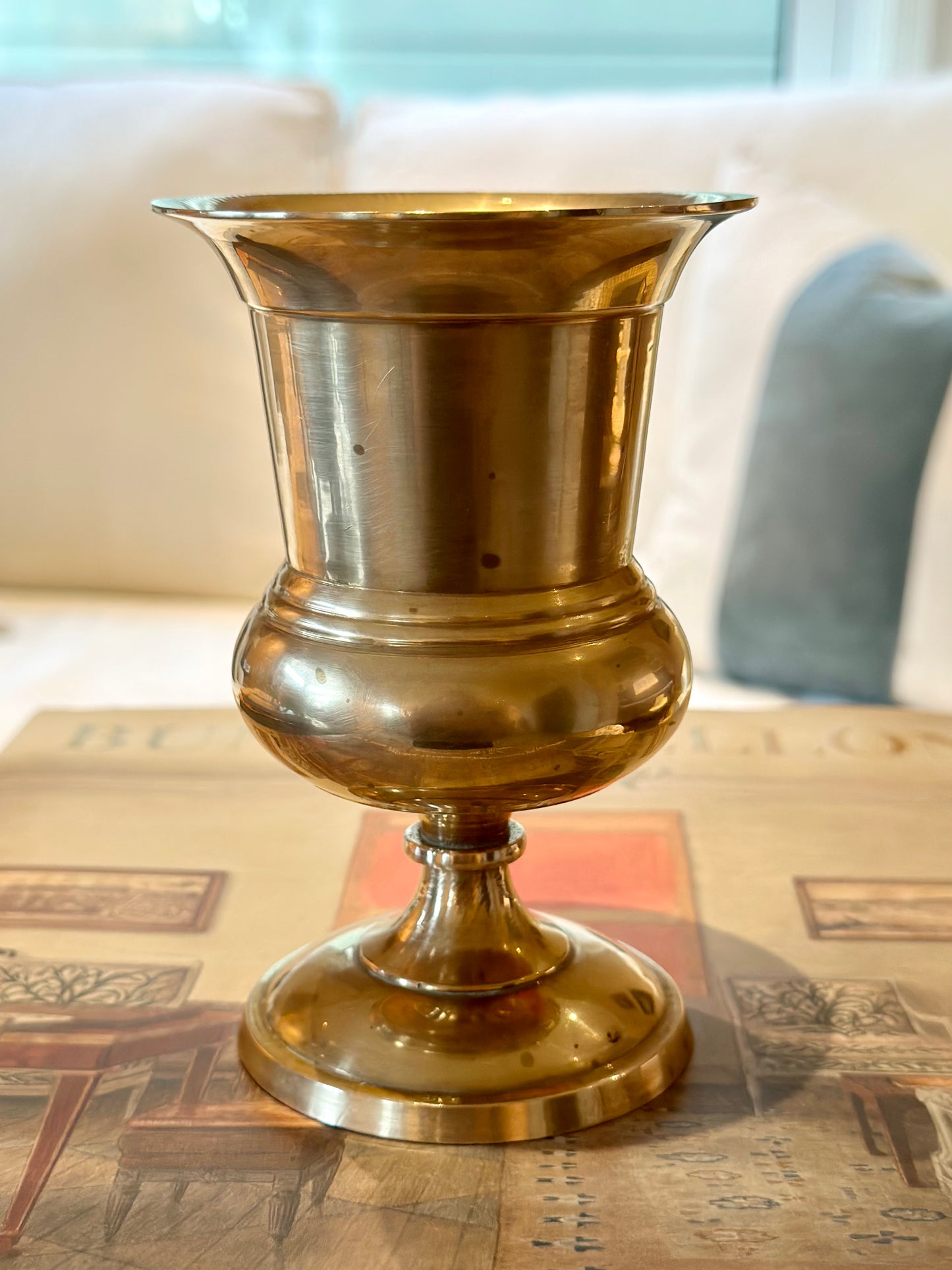 Vintage Brass Pedestal Urn