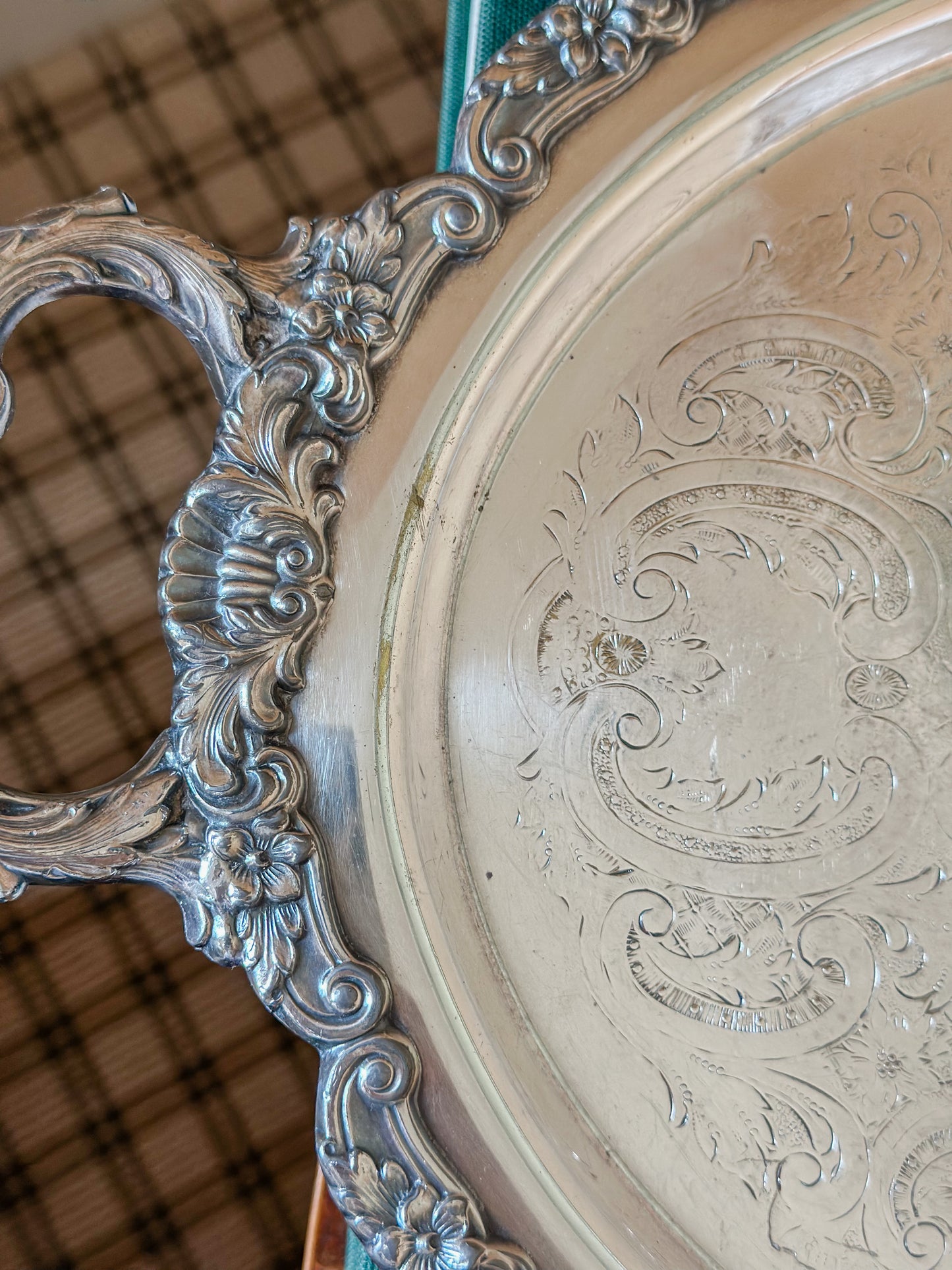 Vintage Silverplate Oval Footed Serving Tray