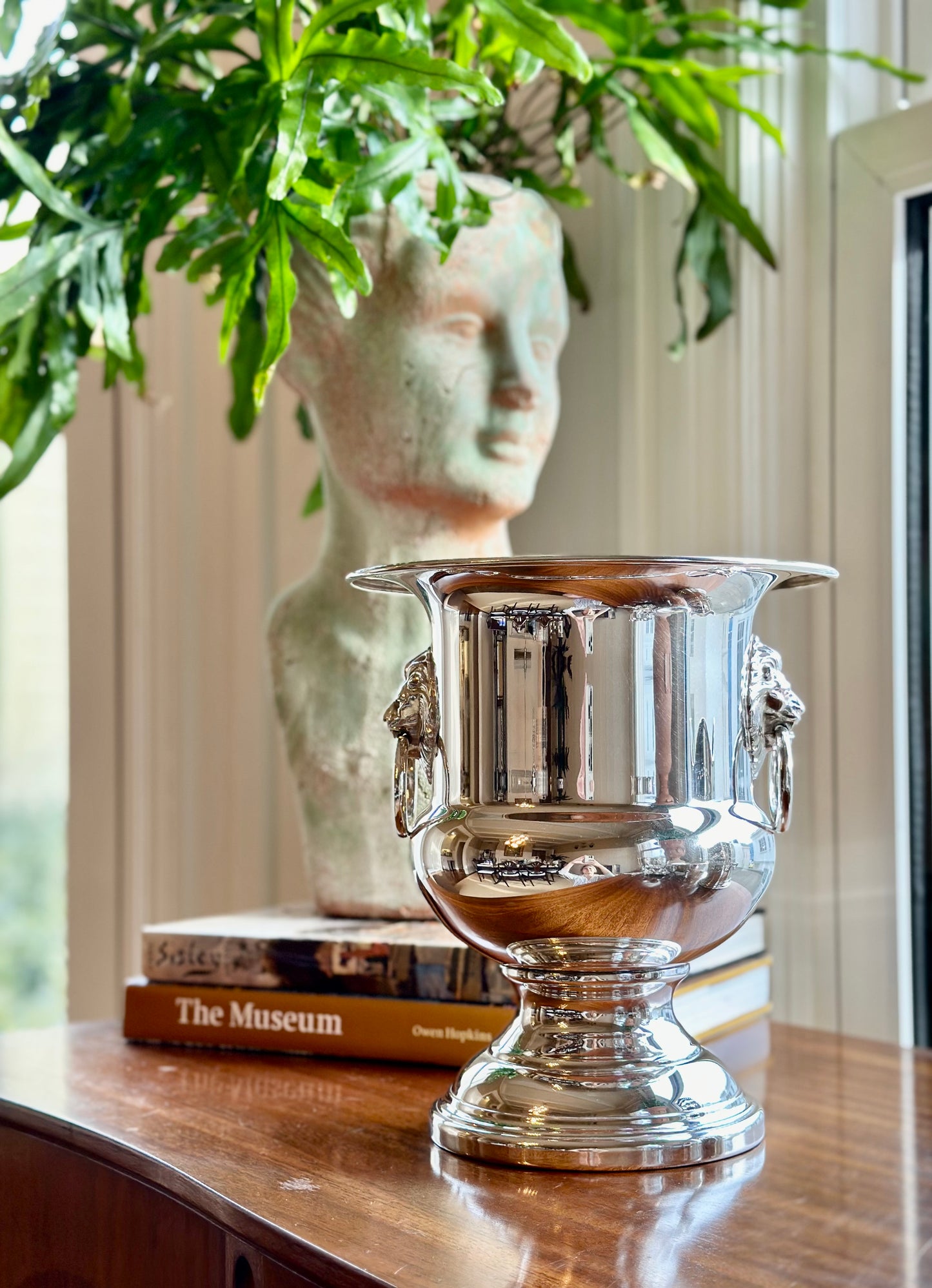 Trophy Style Champagne Bucket with Lion Heads
