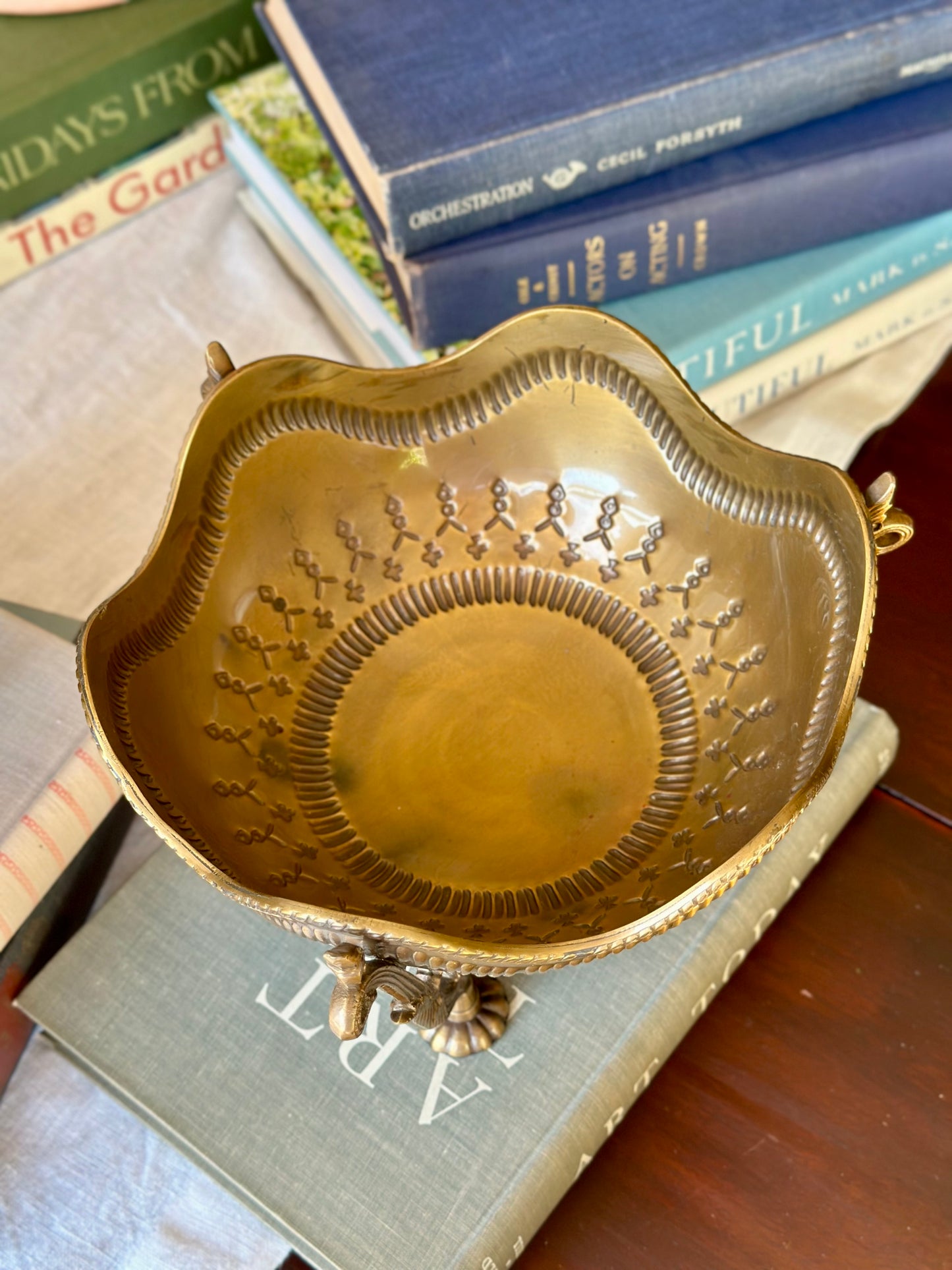 Scalloped Brass Footed Bowl