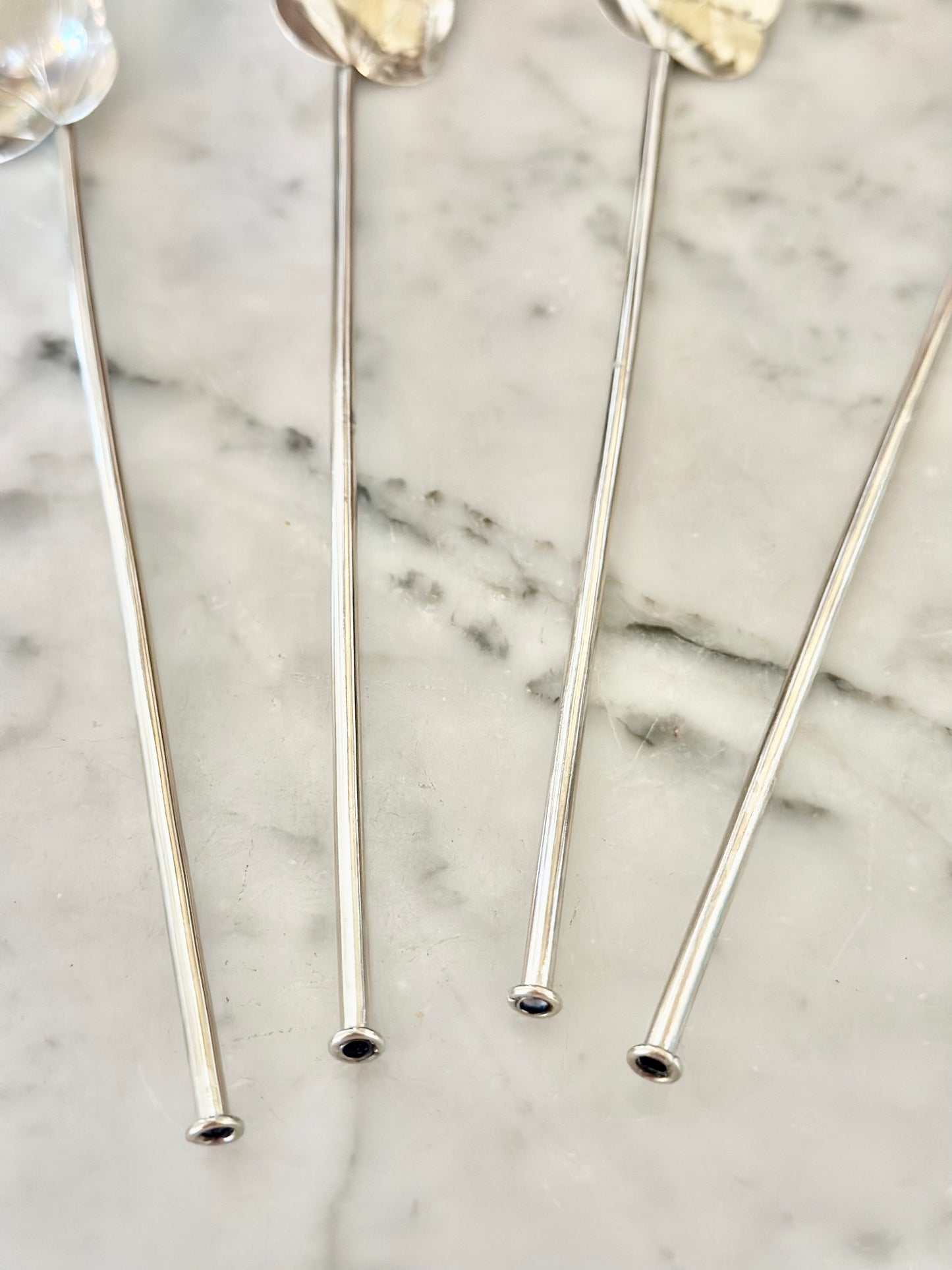 Sterling Silver Leaf Cocktail Stirrers (Set of 4)