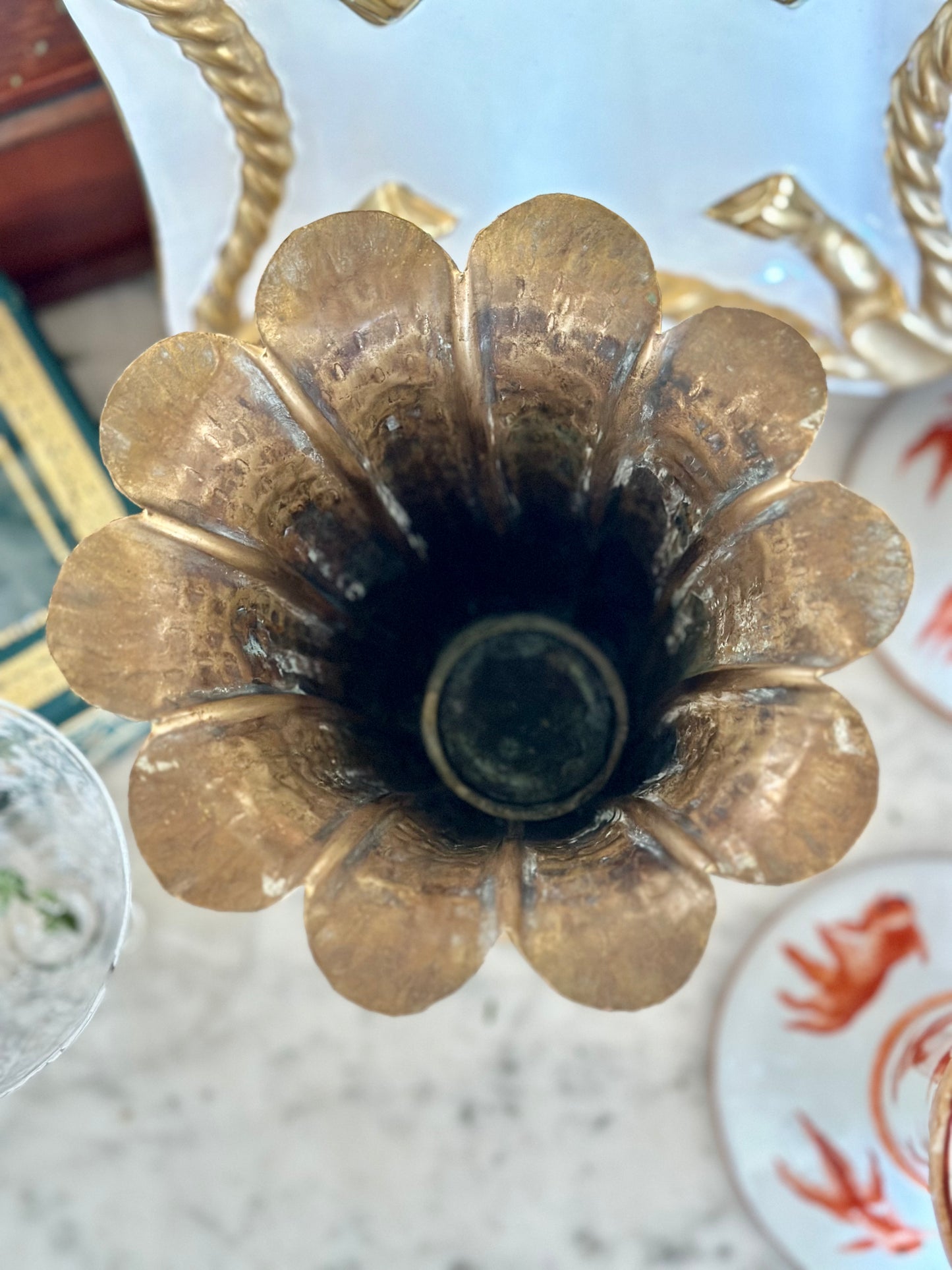 Italian Hammered Brass Vase