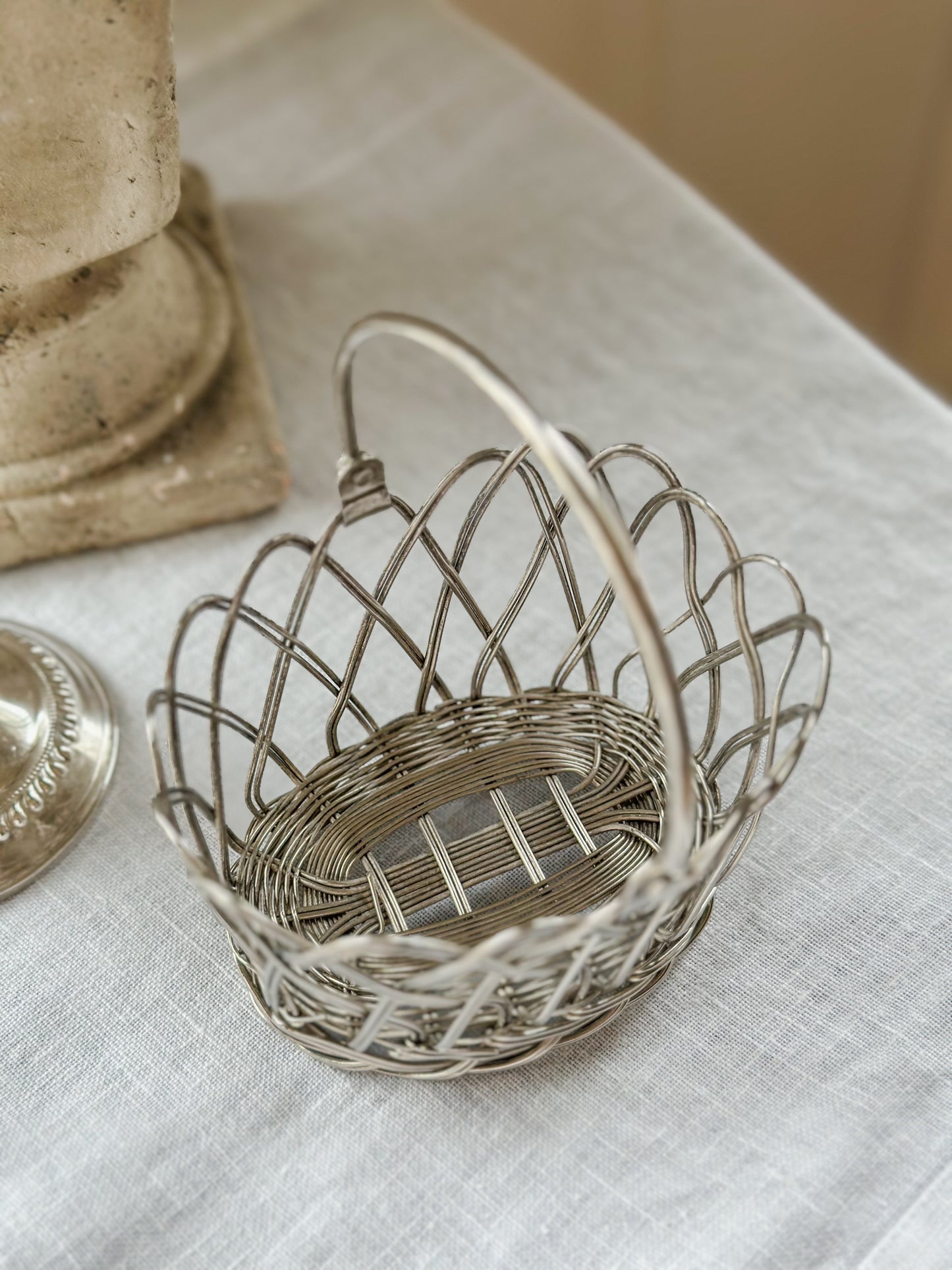 Vintage Silver Wire Basket