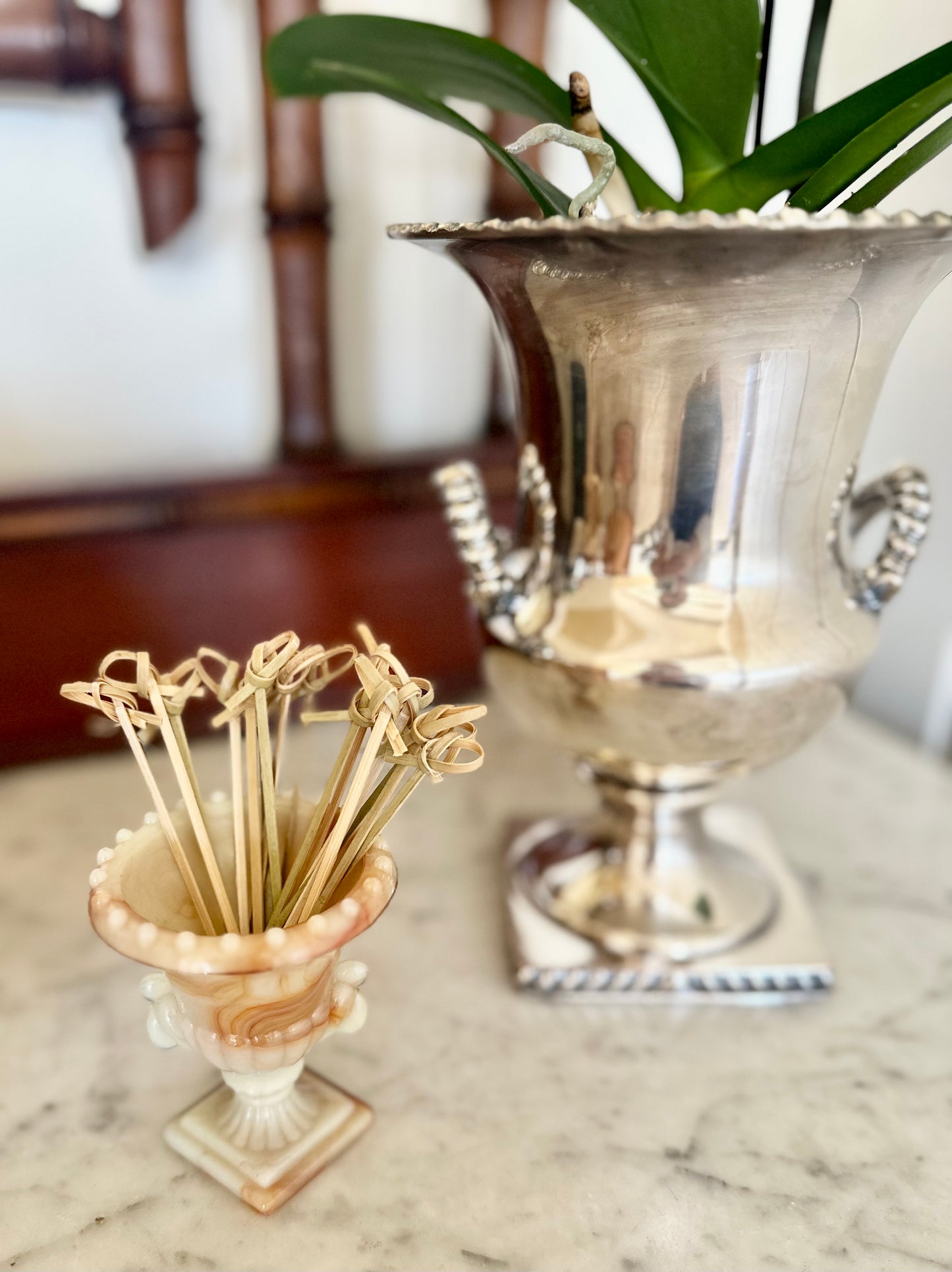 Vintage Agate Slag Mini Champagne Bucket Toothpick Holder