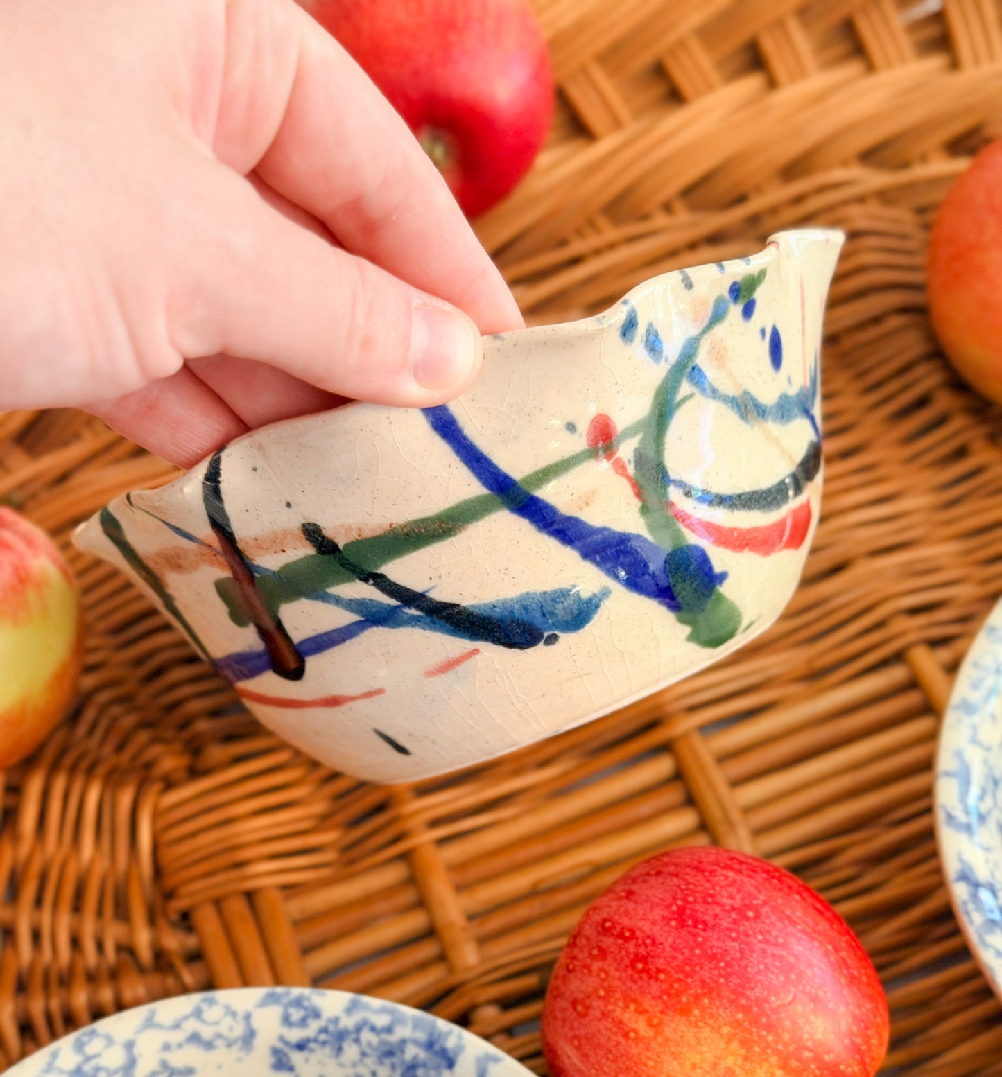 Vintage Splatterware Apple Baker