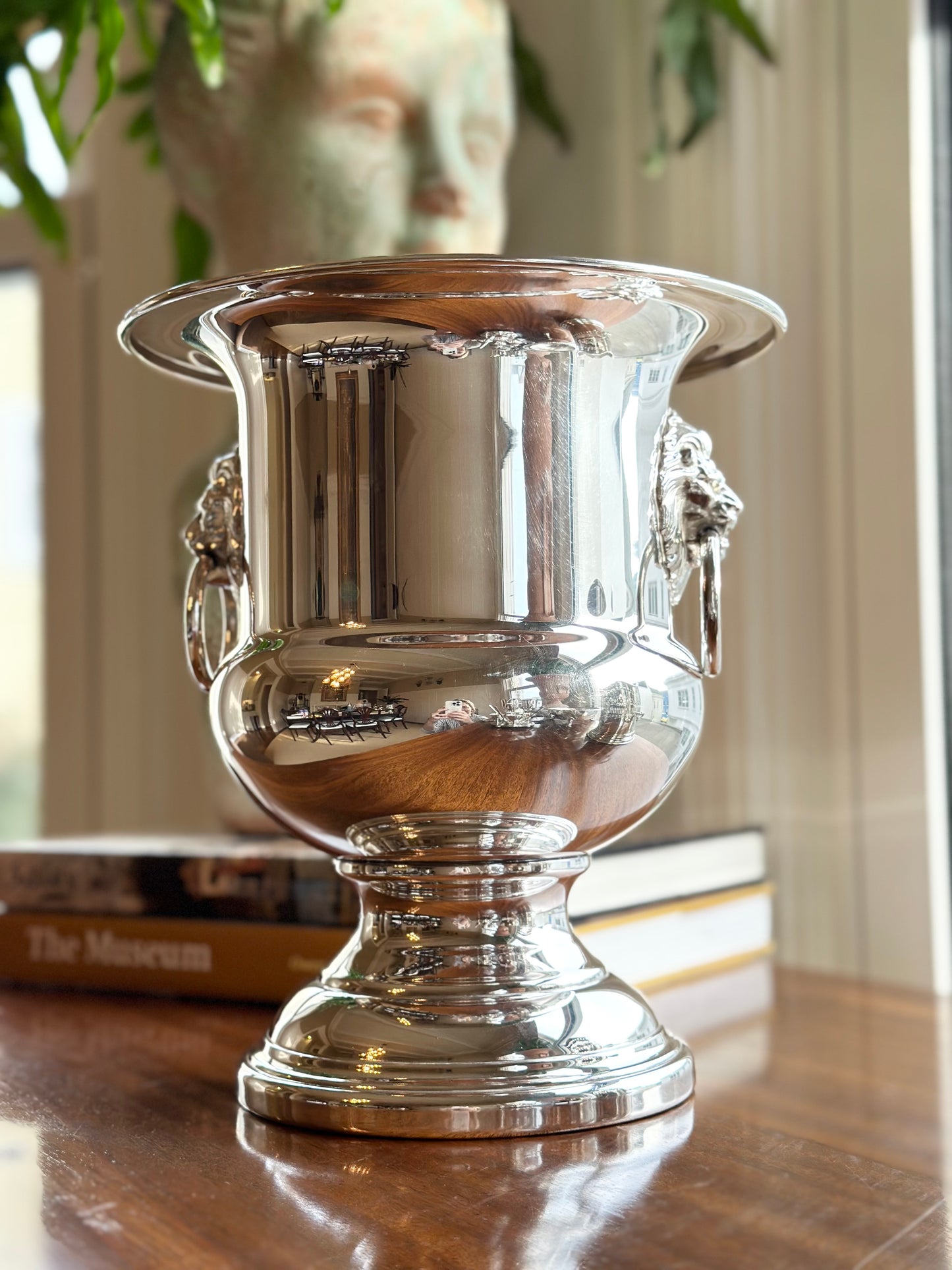 Trophy Style Champagne Bucket with Lion Heads