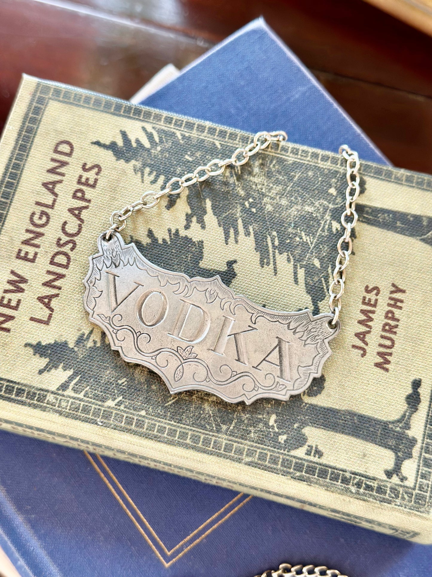 Vintage Pewter Vodka Decanter Tag