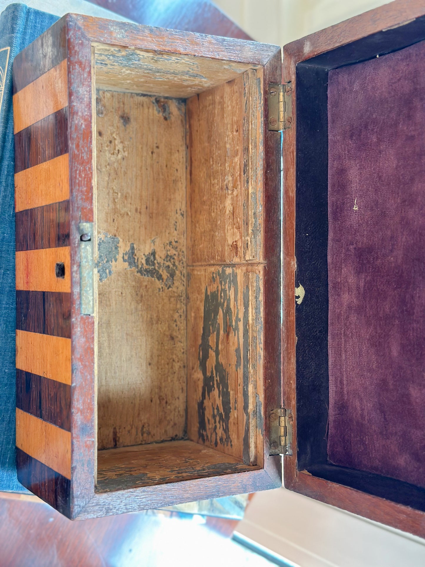 Antique Striped Wooden Tea Caddy