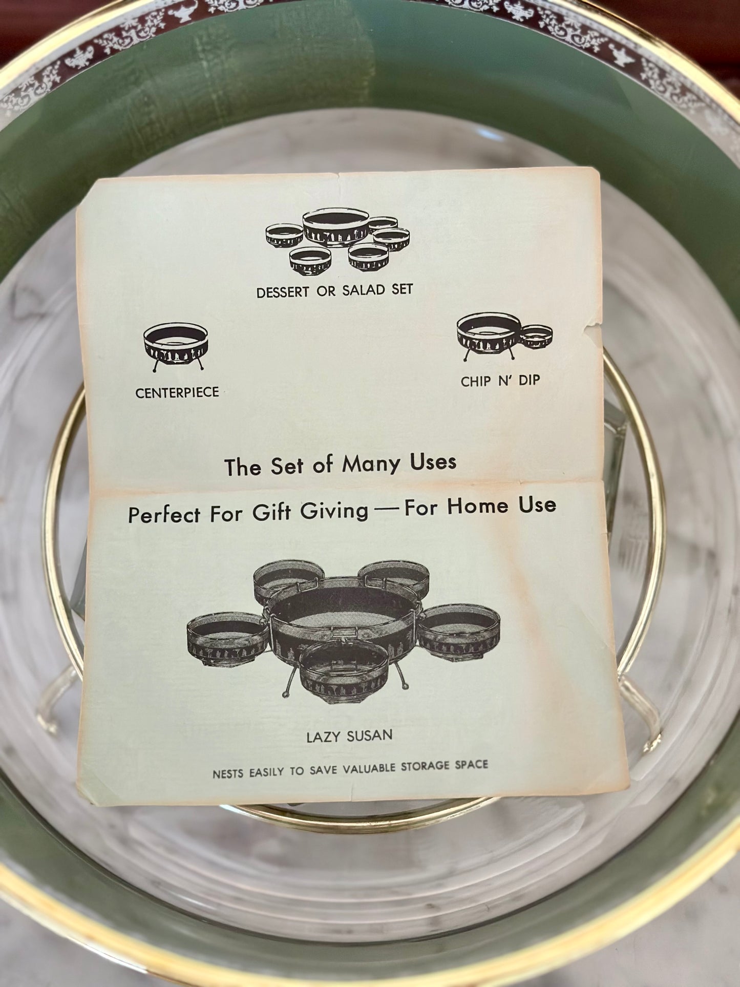 Vintage Jeanette Glass Hellenic 4-Way Server Set