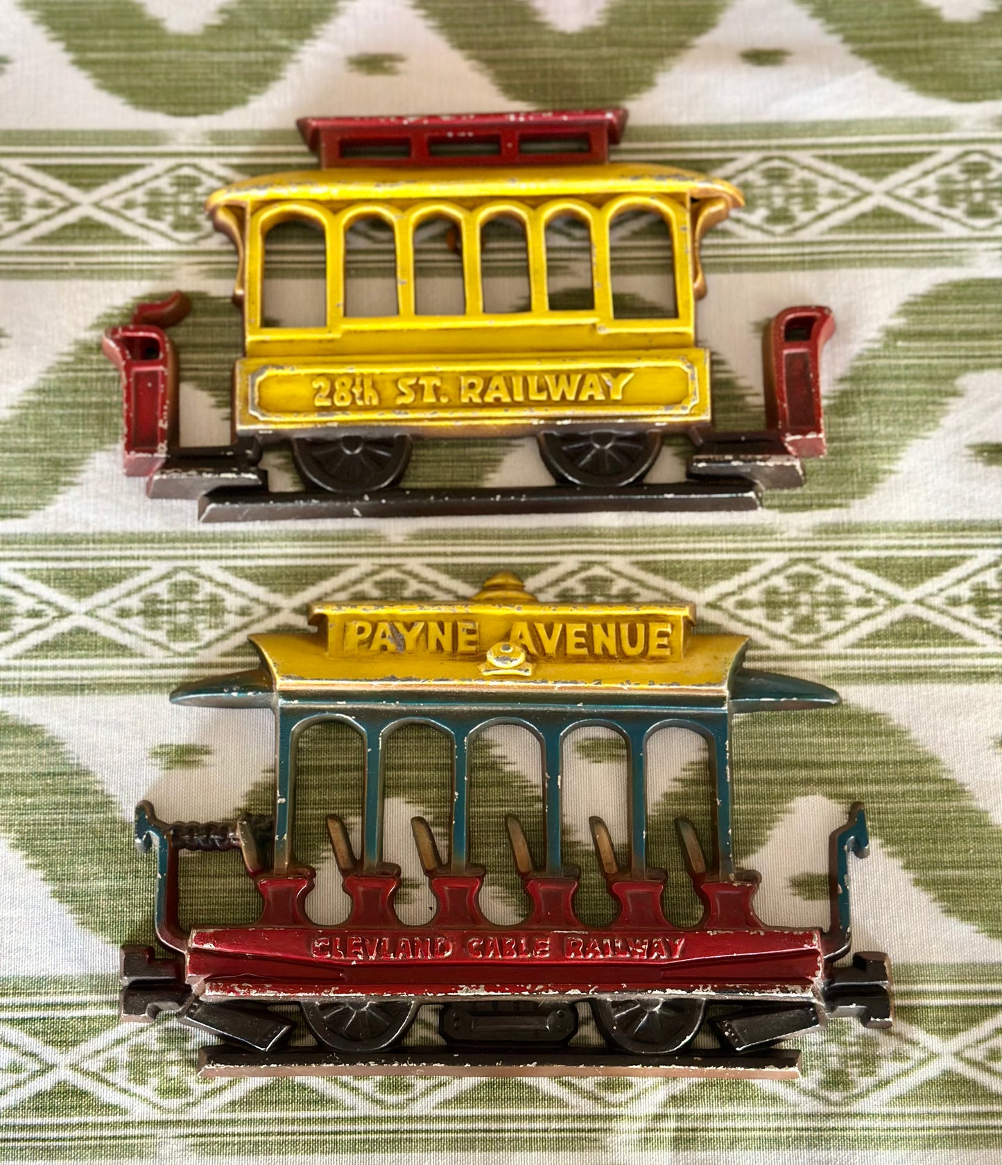Vintage Cast Iron Cable Car Wall Hangings (Set of 2)