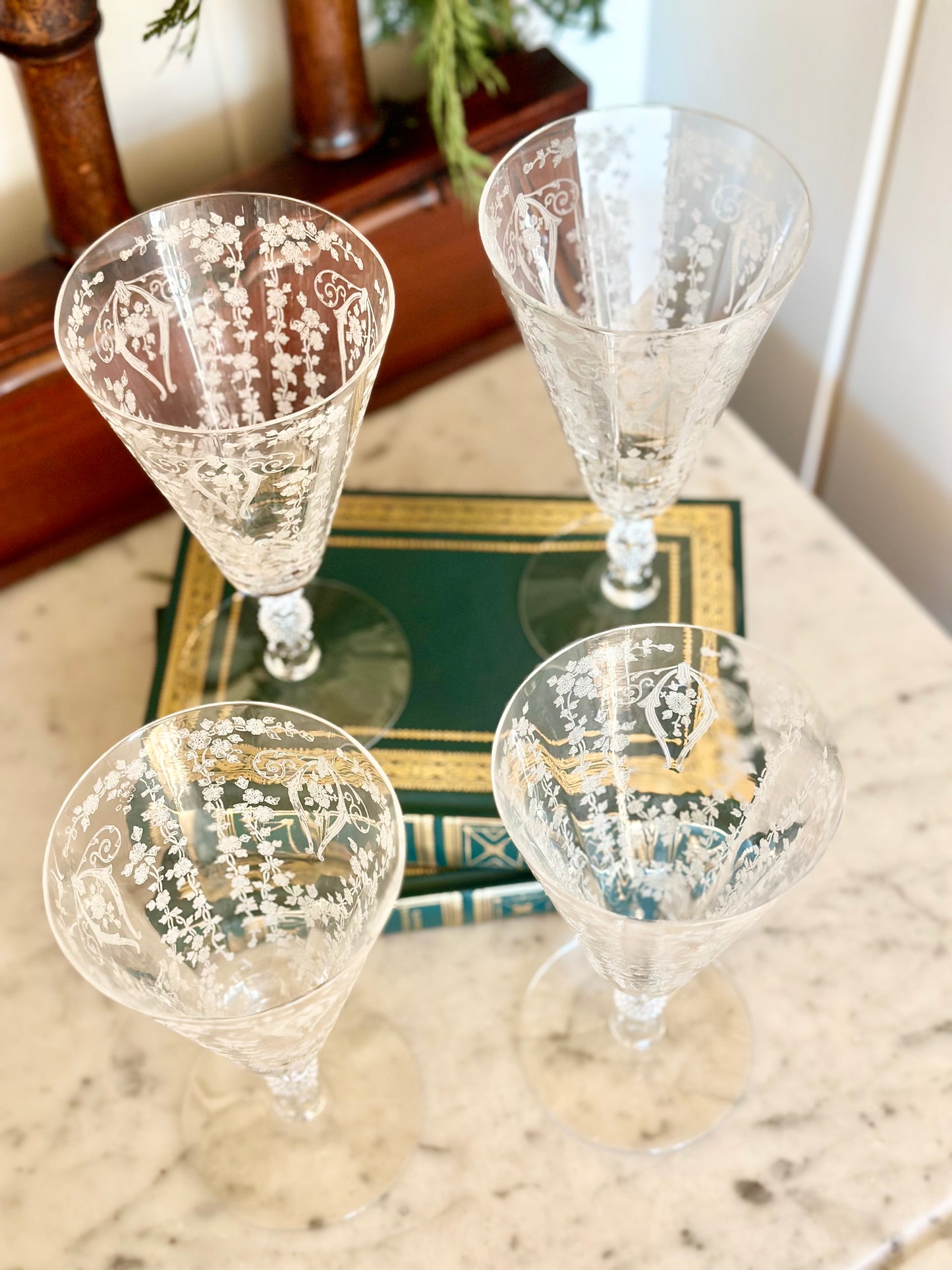 Cambridge ‘Diane’ Etched Crystal Iced Tea Glasses (Set of 4)