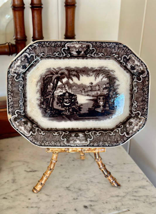 Antique P.W. & Co. Washington Vase Pearl Stoneware Platter