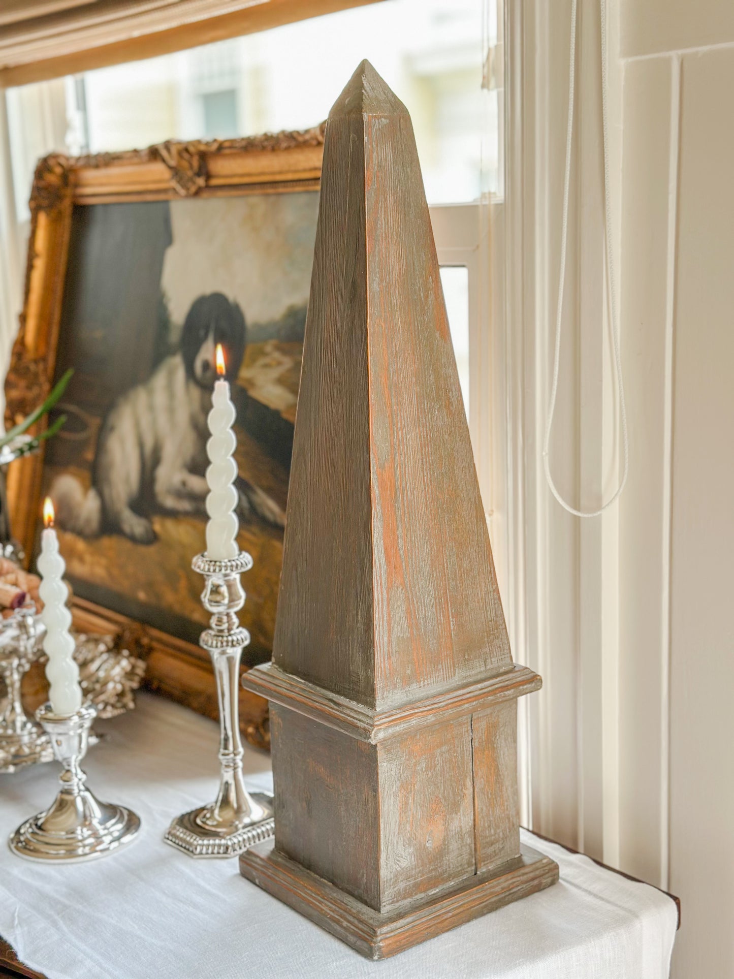 Wooden Obelisk Pair