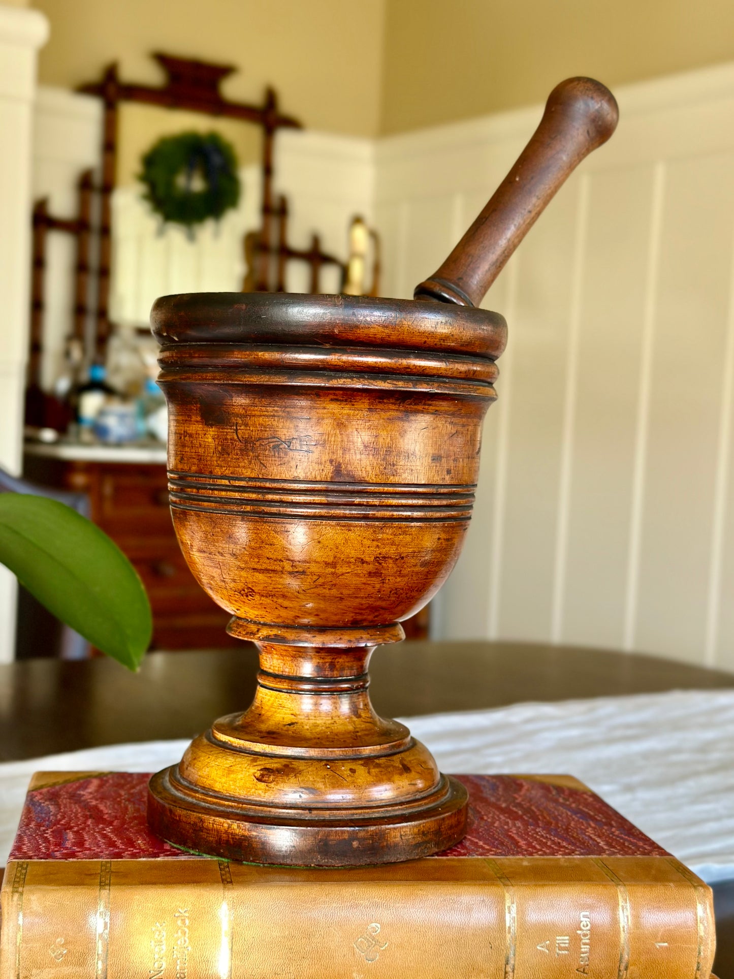 Antique Wood Mortar & Pestle