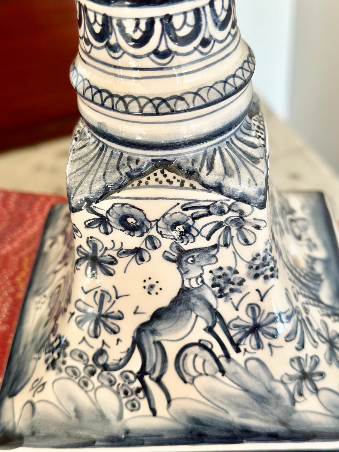 Portugese Hand-Painted Blue and White Candlesticks