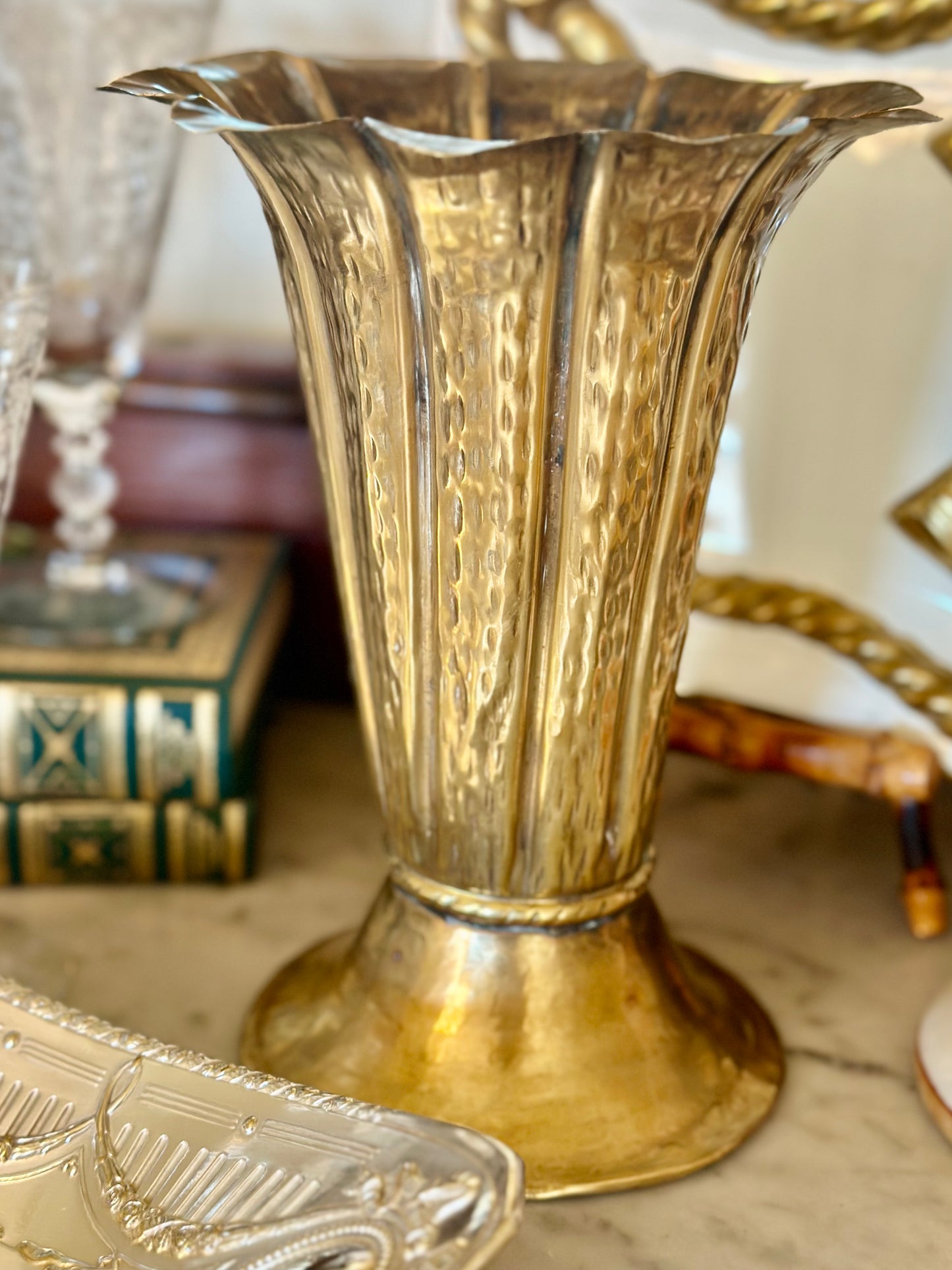 Italian Hammered Brass Vase