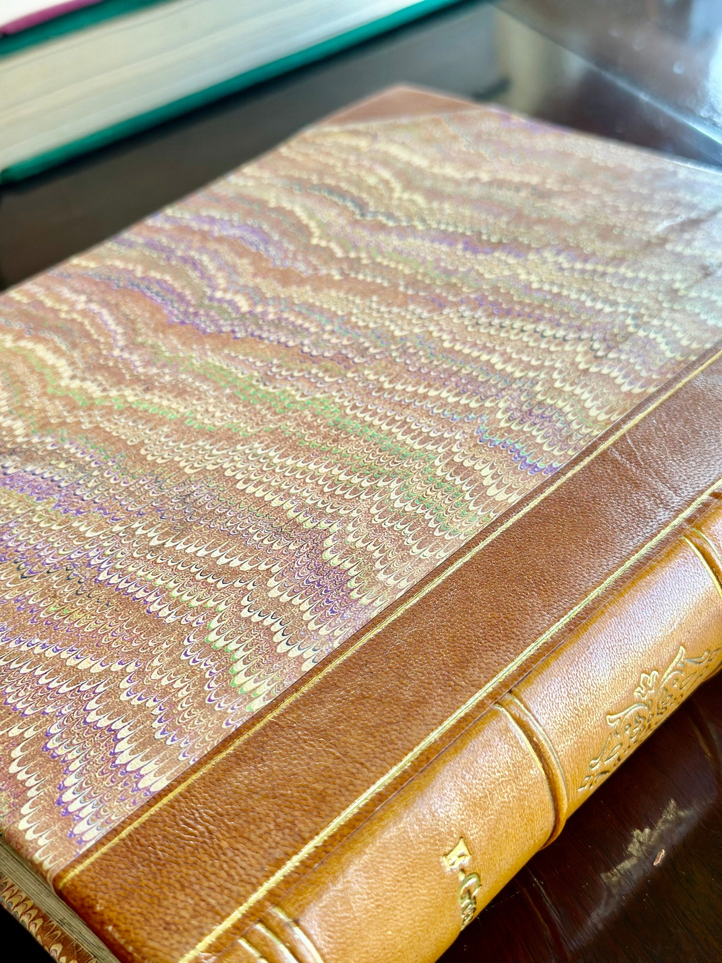 Antique and Vintage Scandinavian Leather Bound Books (Set of 2)