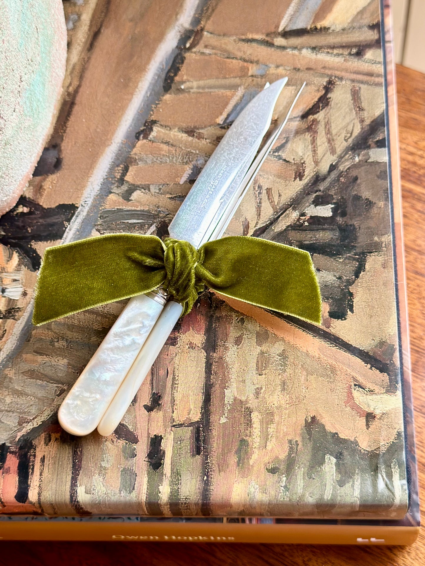 Antique Sterling Silver & Mother of Pearl Handle Fruit Knives (Set of 3)