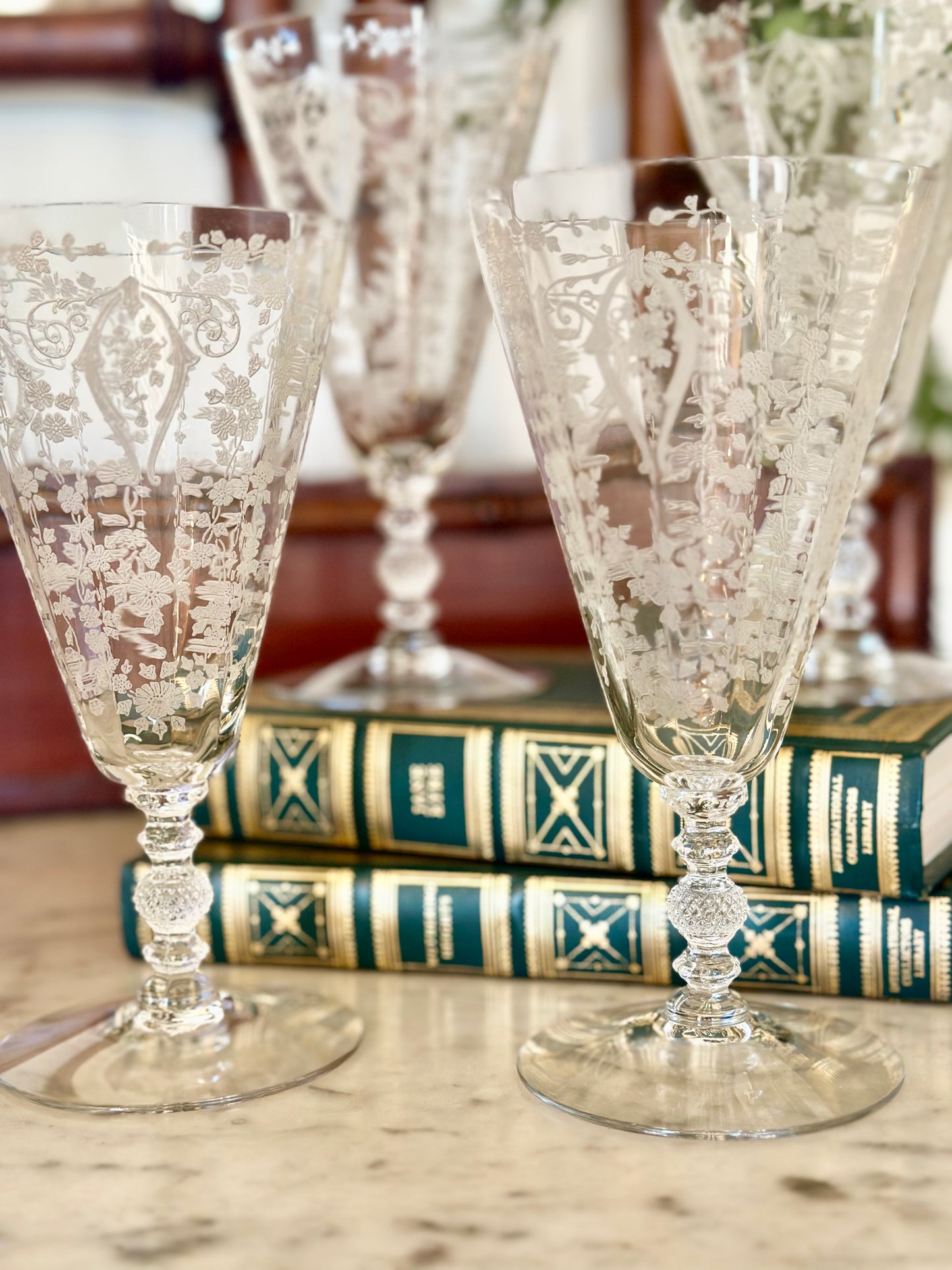 Cambridge ‘Diane’ Etched Crystal Iced Tea Glasses (Set of 4)