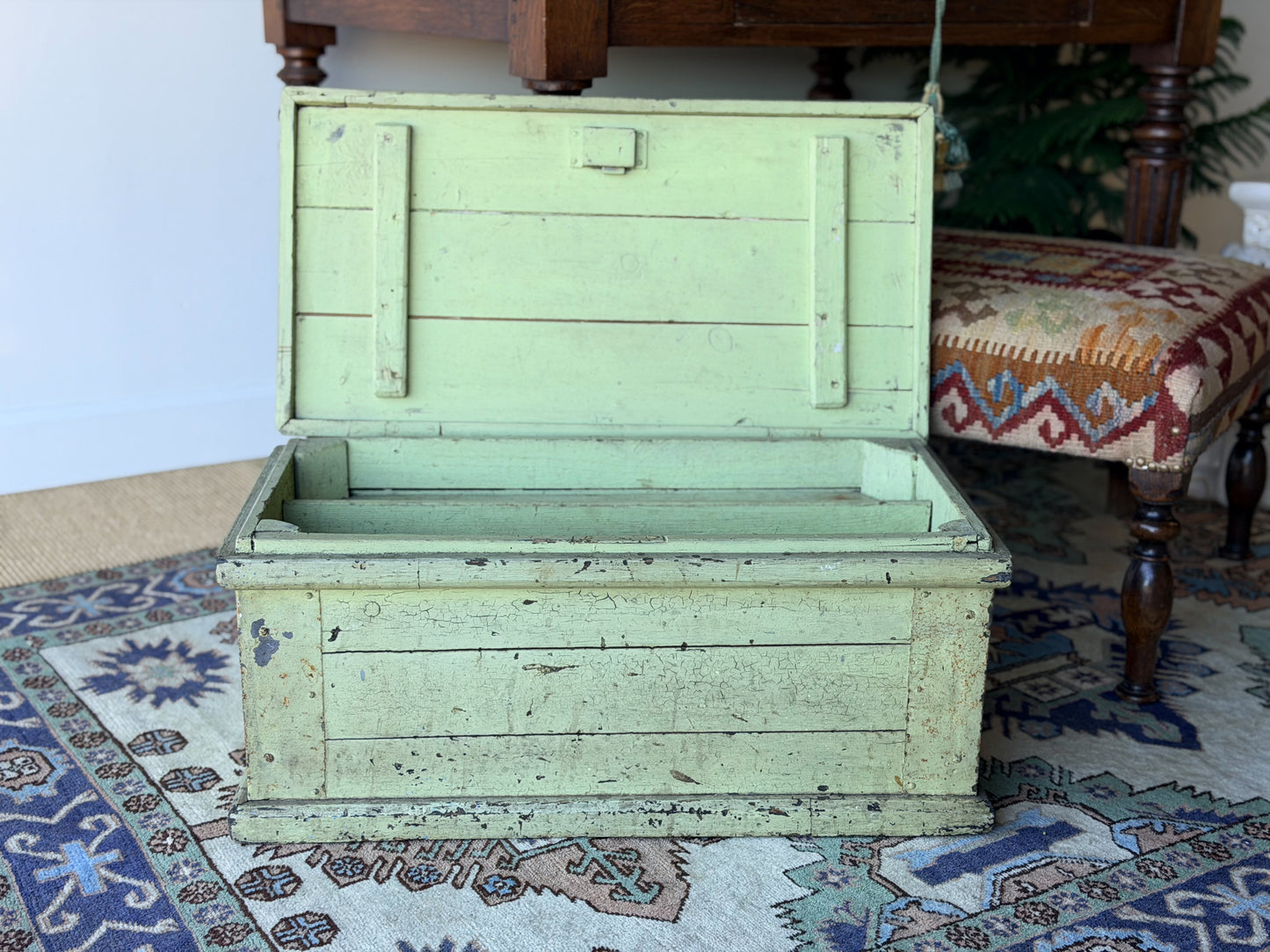 Antique Painted Wooden Storage Chest
