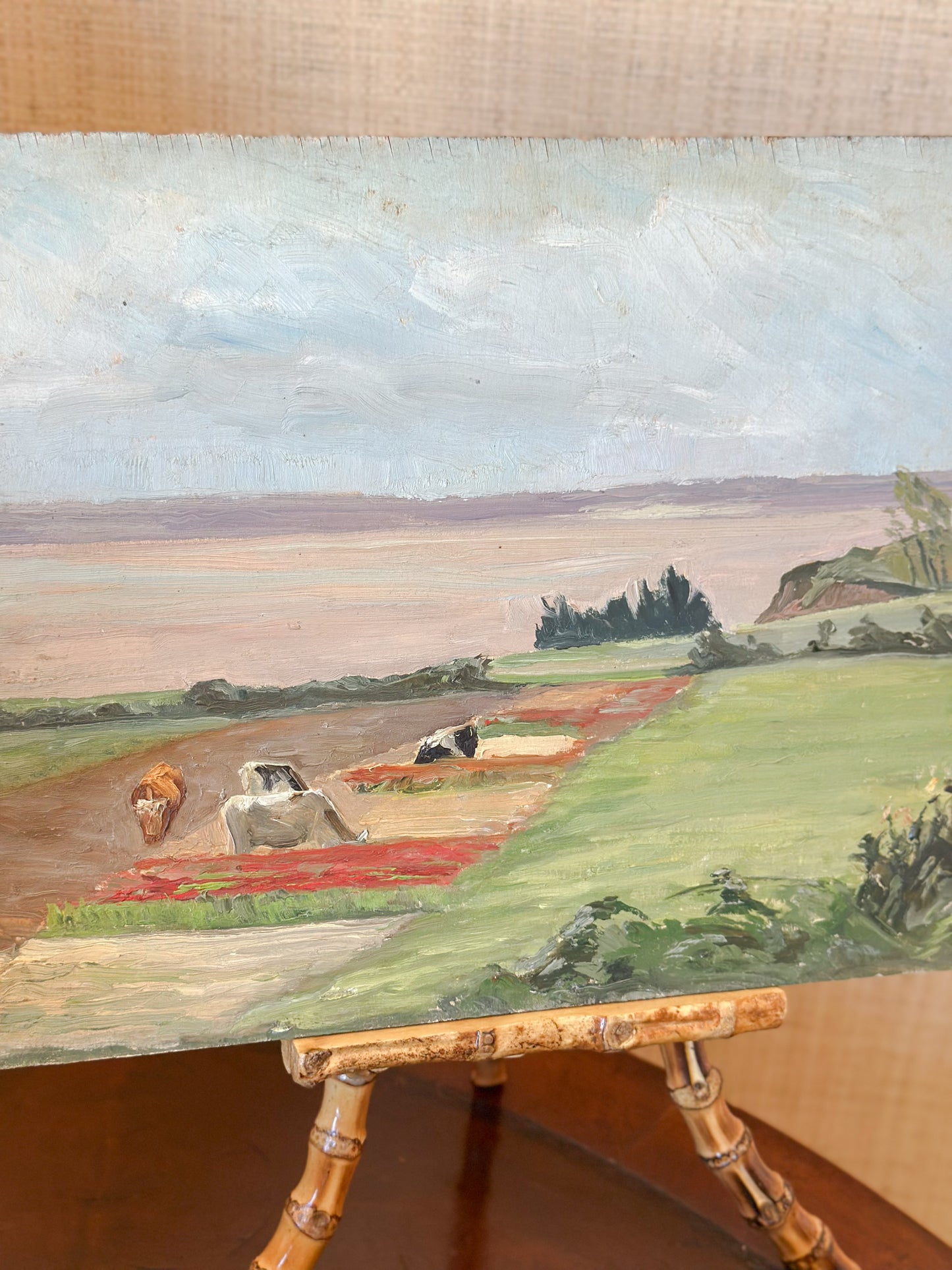 ‘Cows Grazing’ Oil on Board Painting