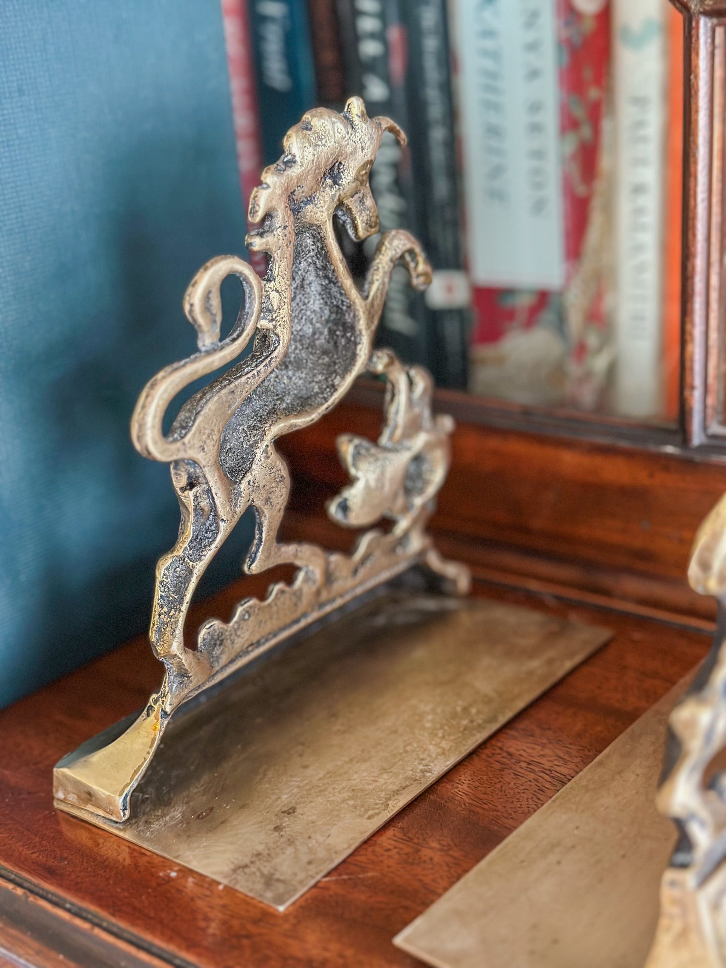 British Royal Heraldic Brass Bookends