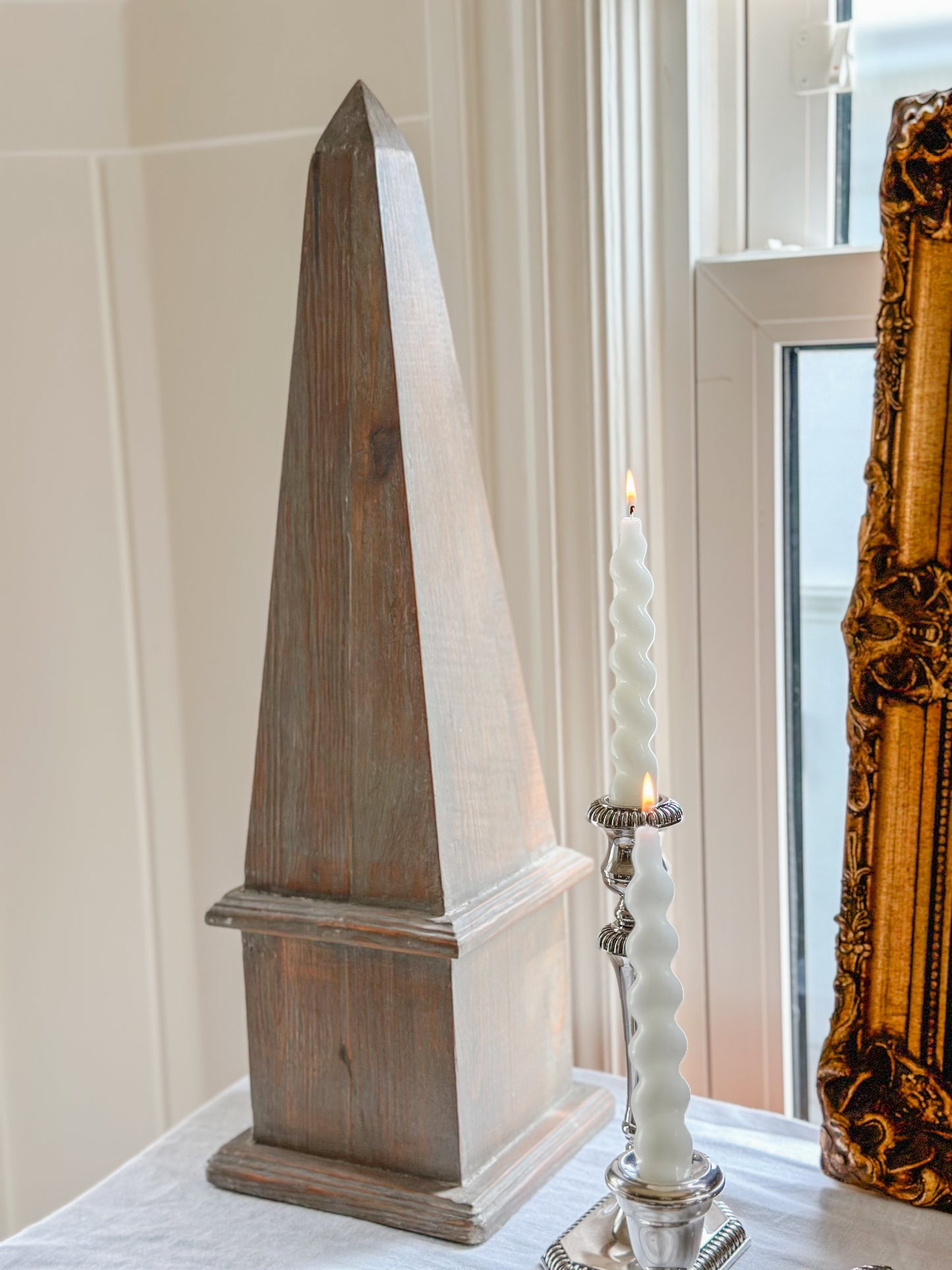 Wooden Obelisk Pair