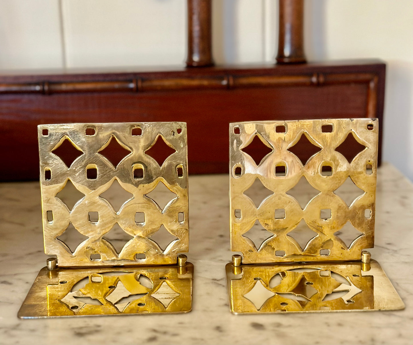Geometric Brass Bookends