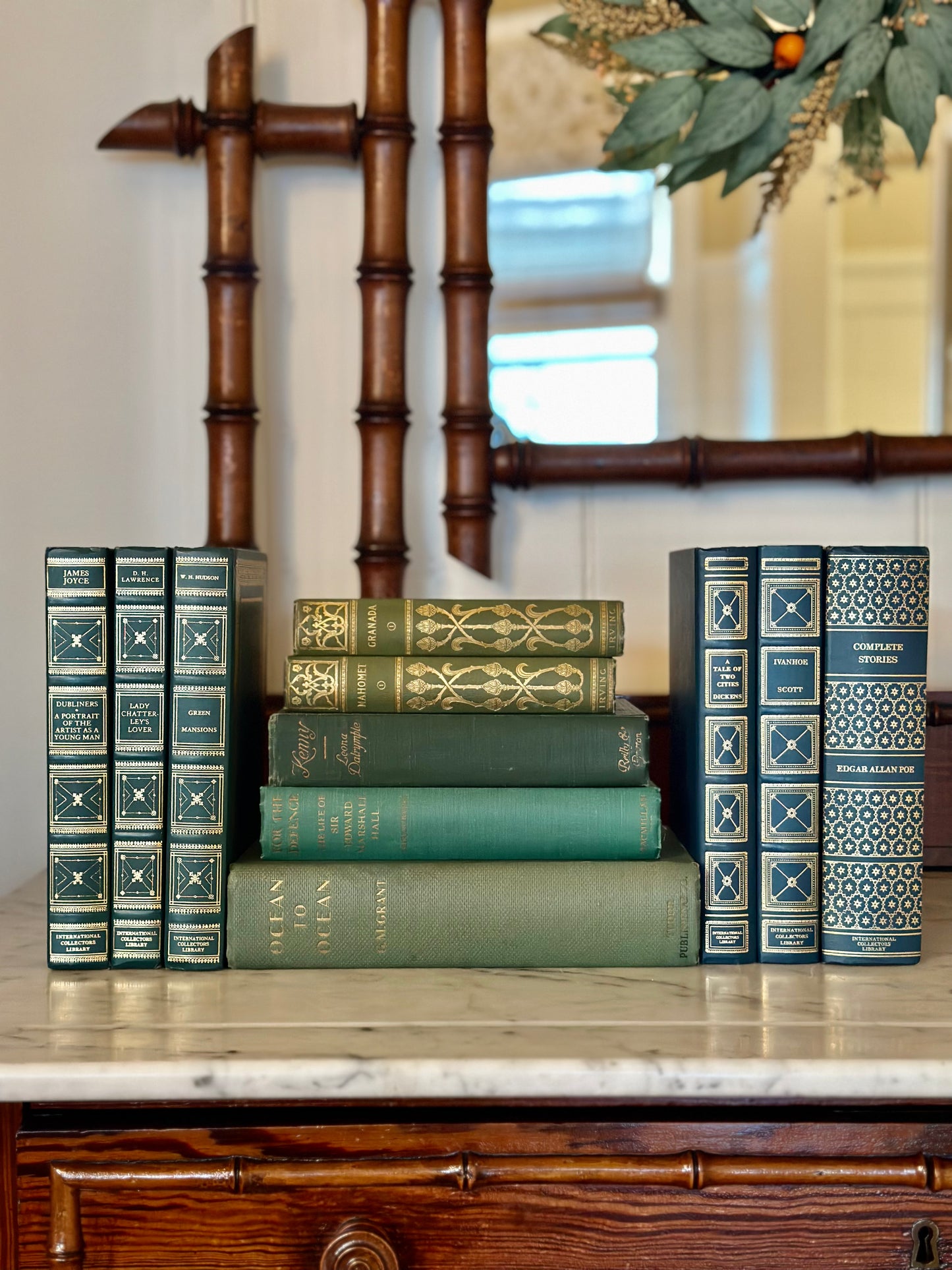 Vintage Green Book Set (Set of 3)