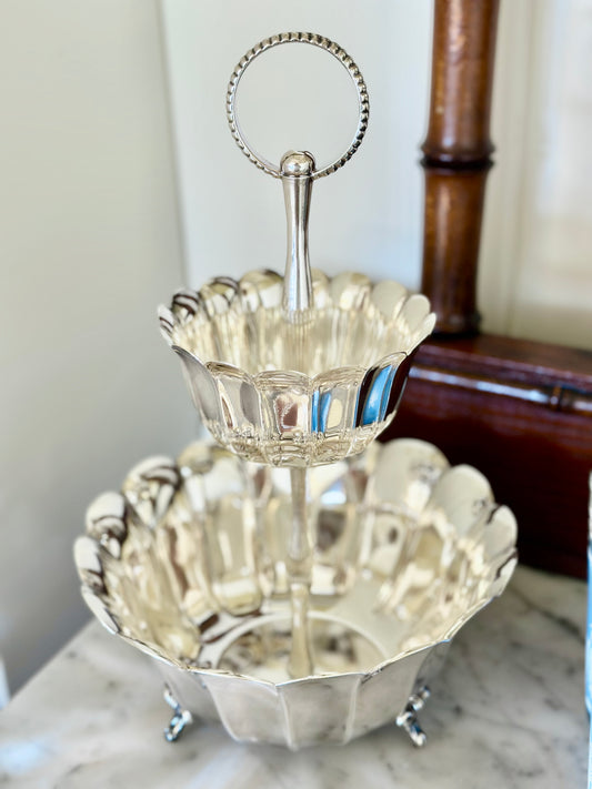 Silverplate Two-Tier Footed Serving Dish