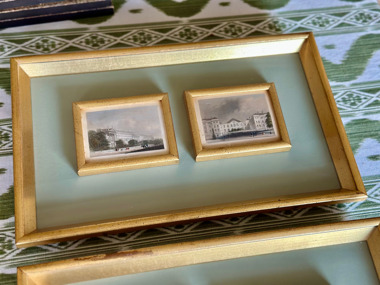 Antique English Hand-Colored Etchings of London Landmarks (Set of 2)