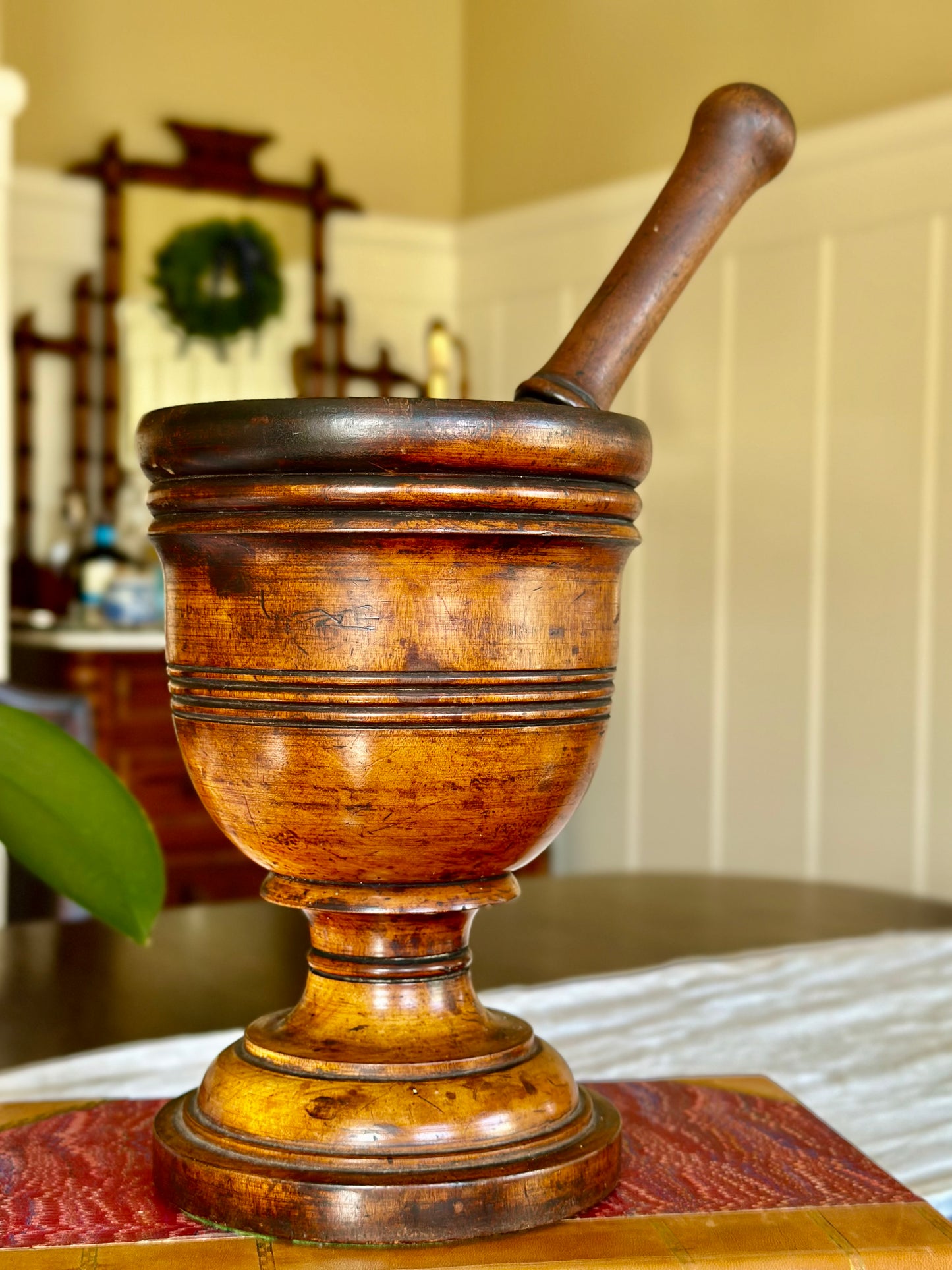 Antique Wood Mortar & Pestle