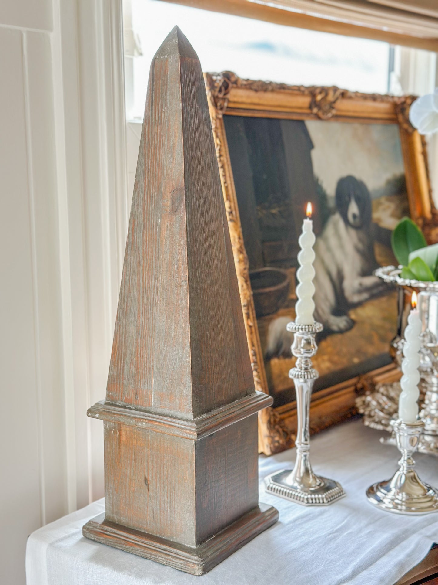 Wooden Obelisk Pair