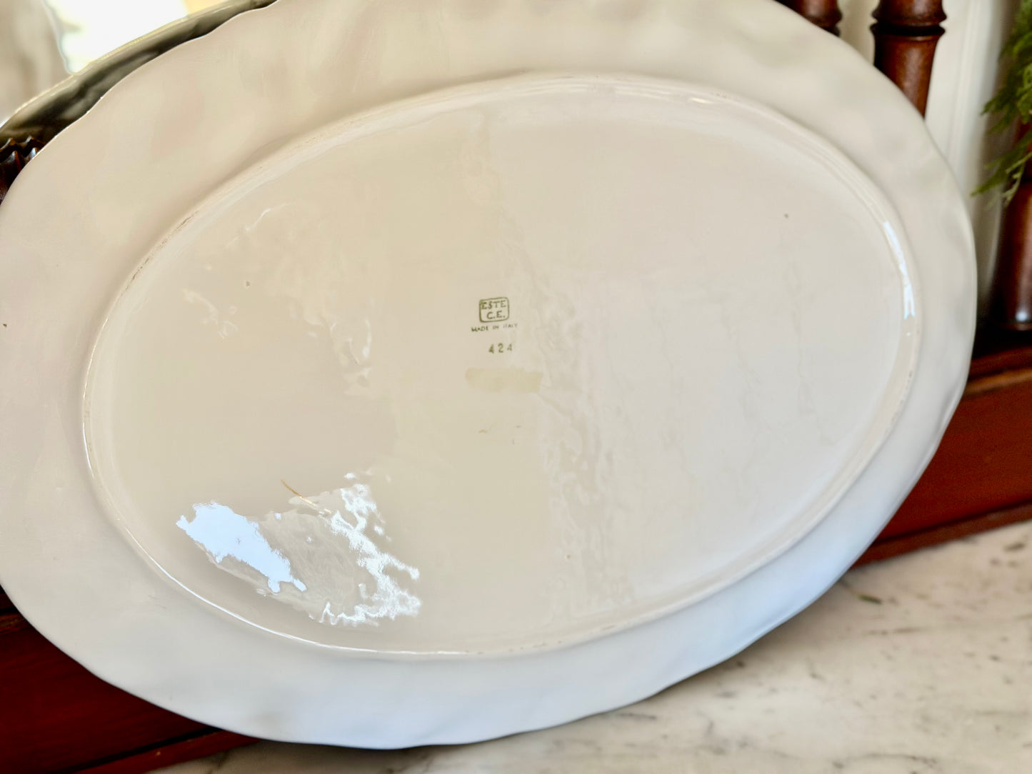 Large Italian Porcelain Platter with Leaf Detail