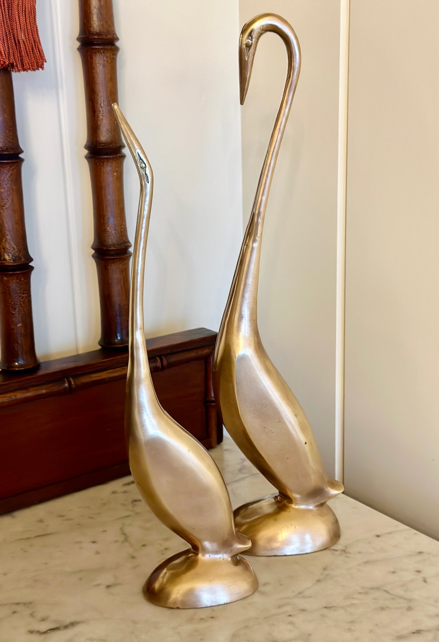 Brass Heron Pair