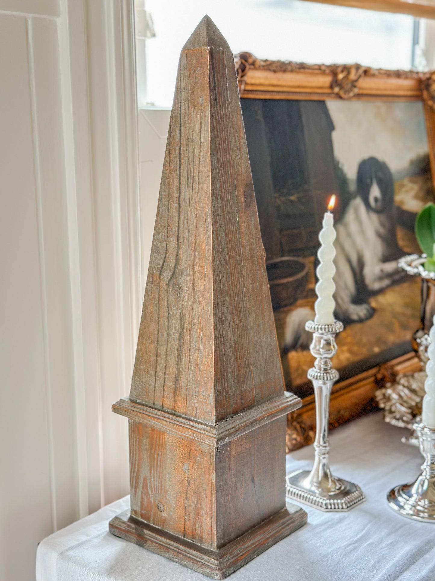 Wooden Obelisk Pair