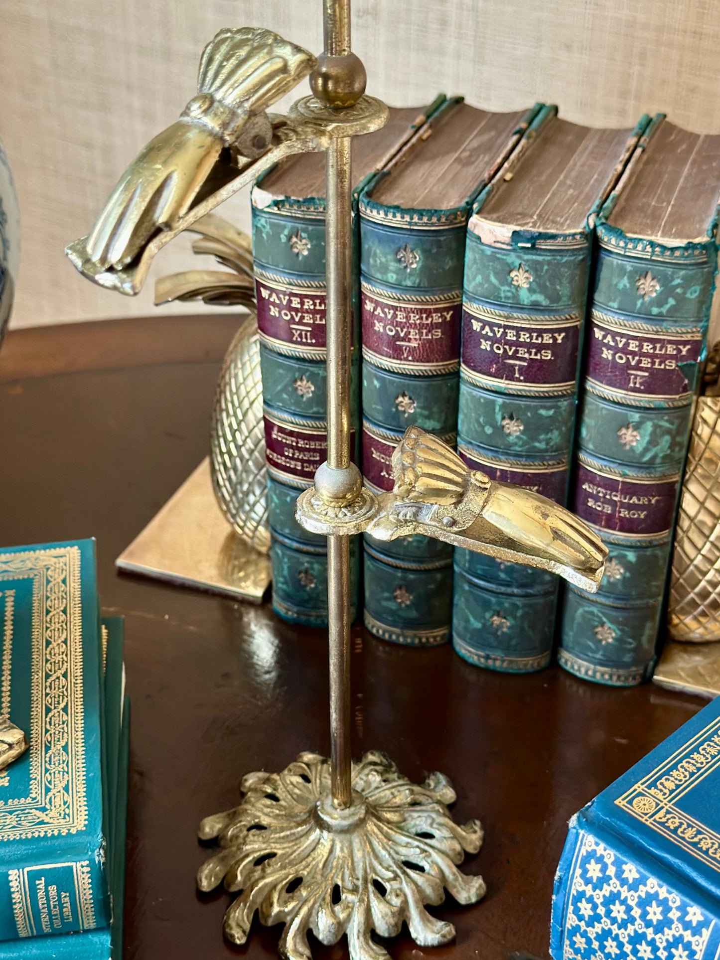 Vintage Brass Hands Paper Clip Stand