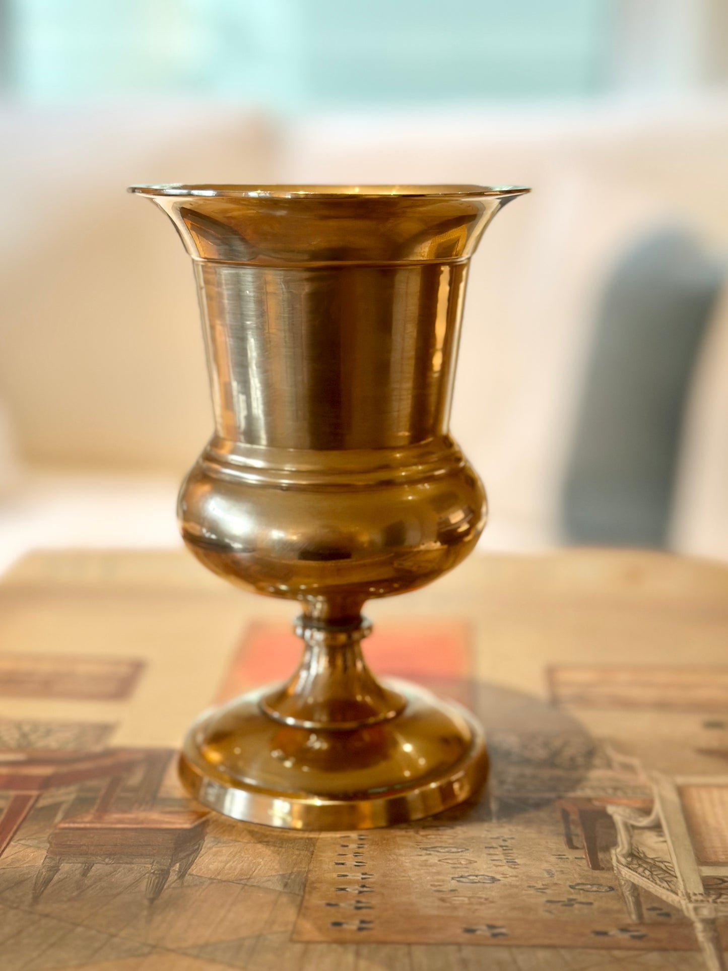 Vintage Brass Pedestal Urn